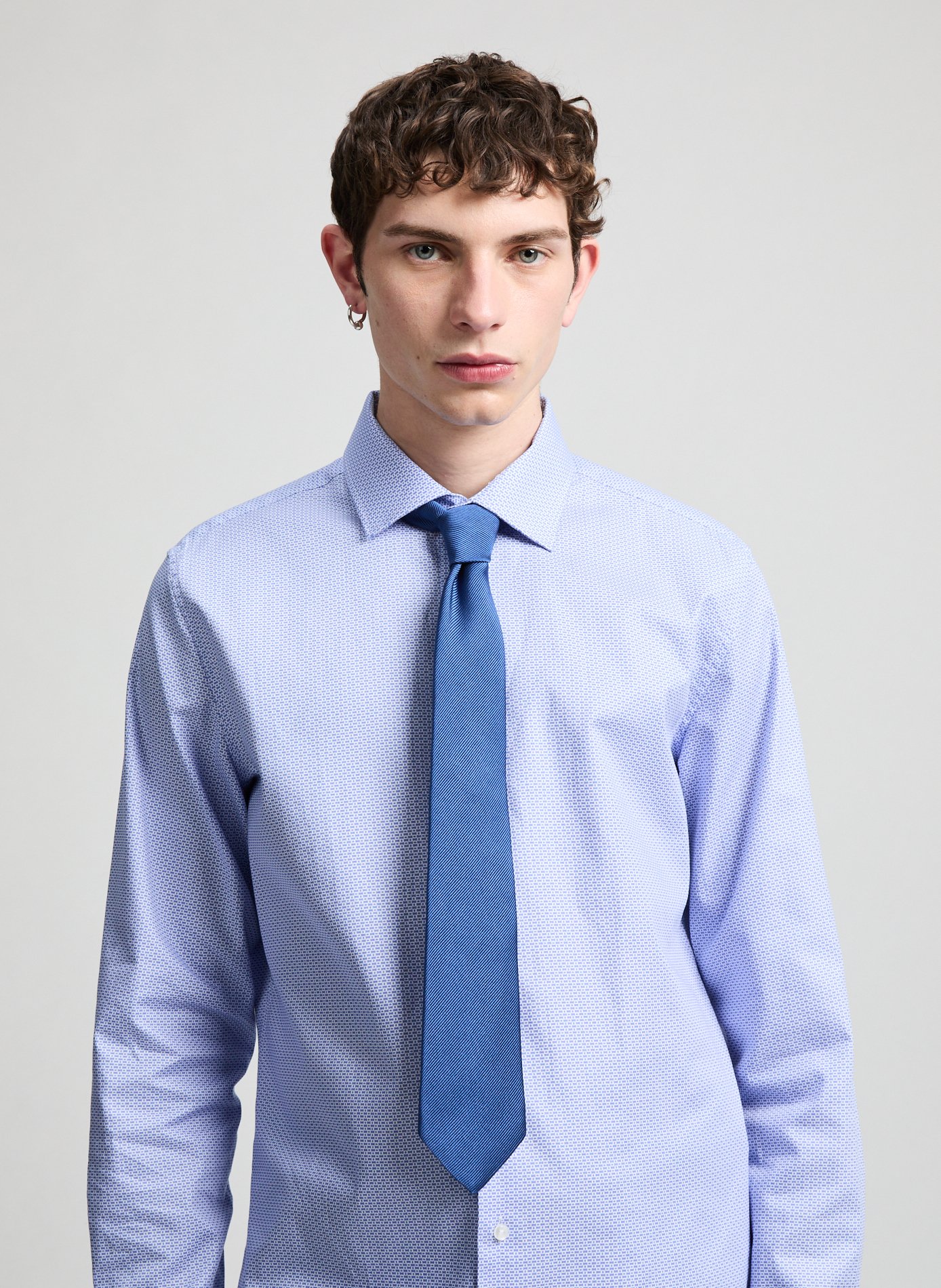 Plain silk tie AU PRINTEMPS PARIS Blue