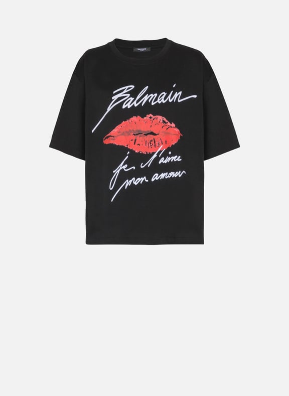 T-shirt à manches courtes imprimé kiss Noir by BALMAIN BALMAIN T-shirt à manches courtes imprimé kiss Noir