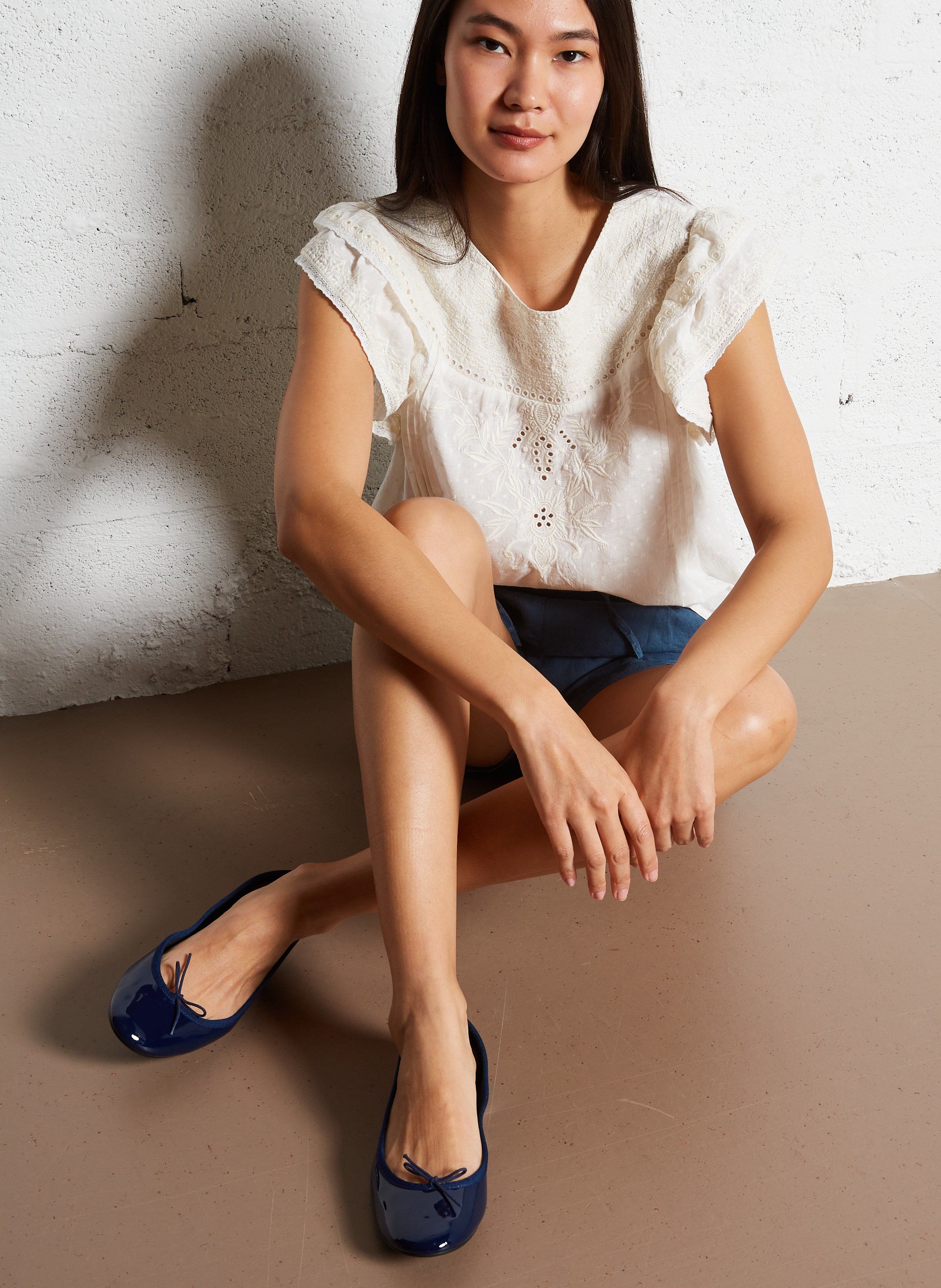 Ballerines en cuir vernis cendrillon REPETTO Bleu