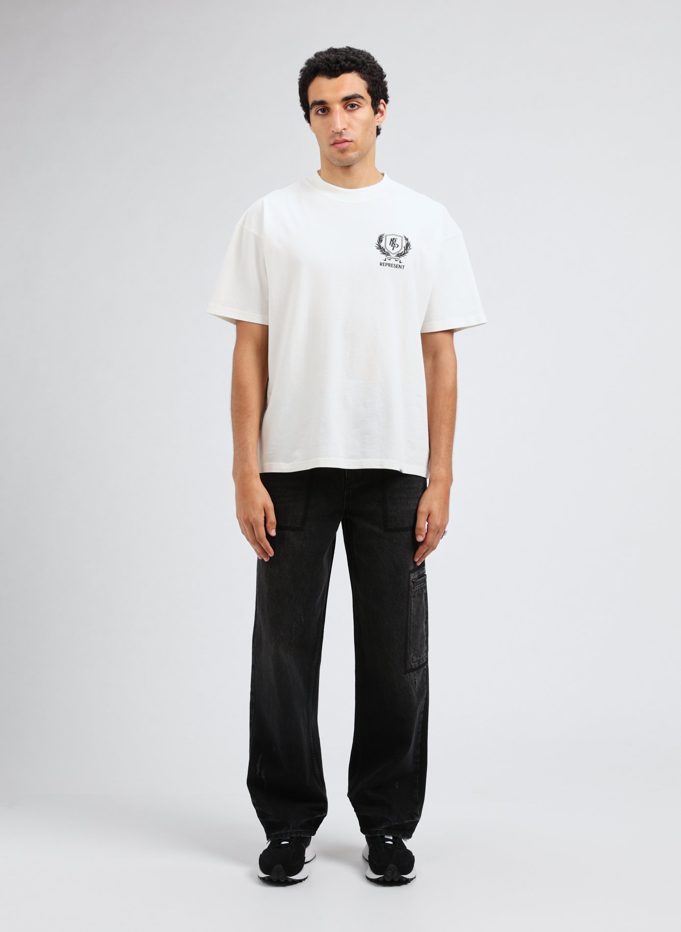 Wide leg distressed jeans REPRESENT Black