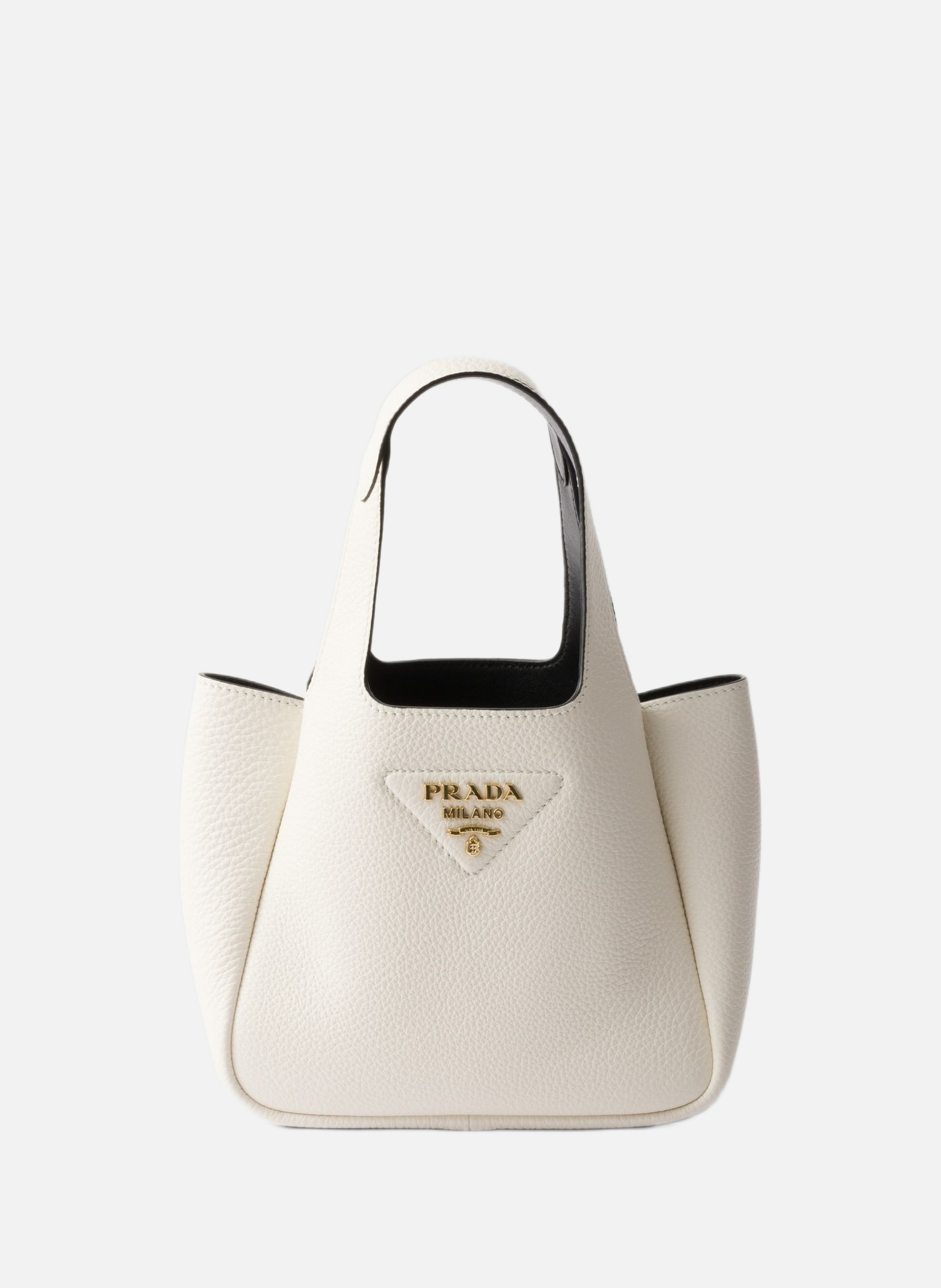 Mini sac à main en cuir PRADA Blanc