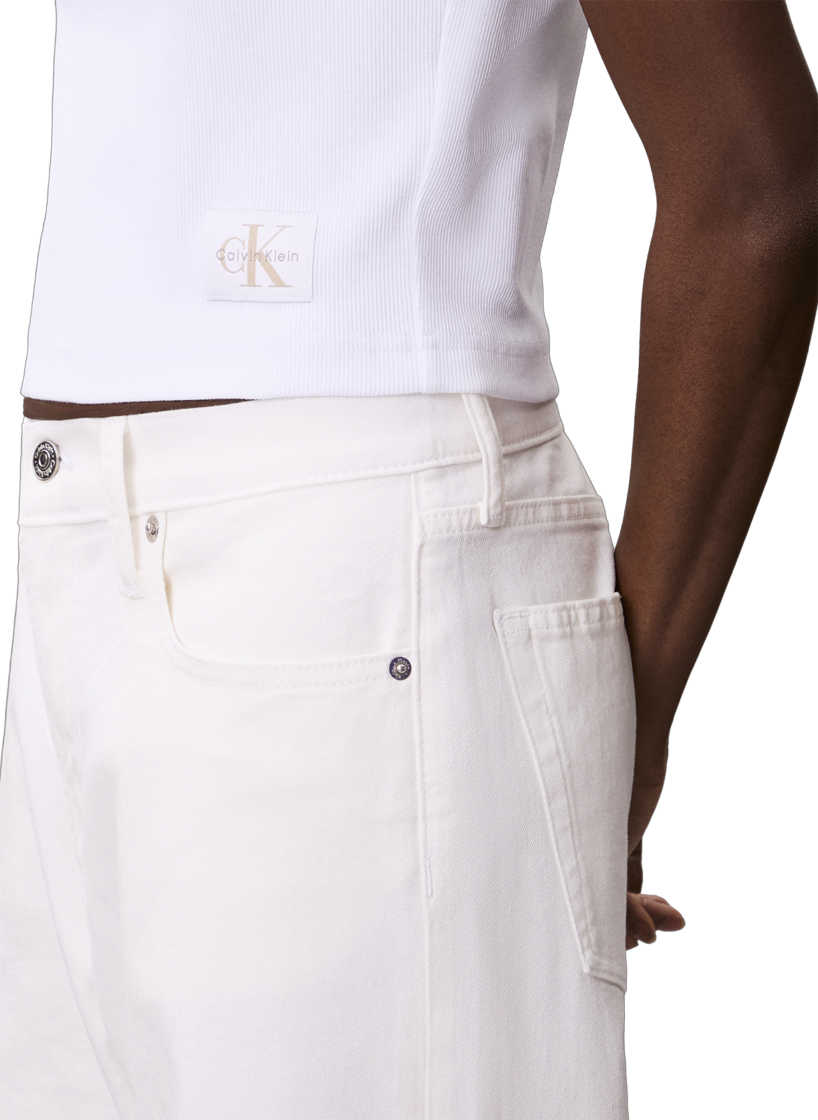 T-shirt court en coton mélangé CALVIN KLEIN Blanc