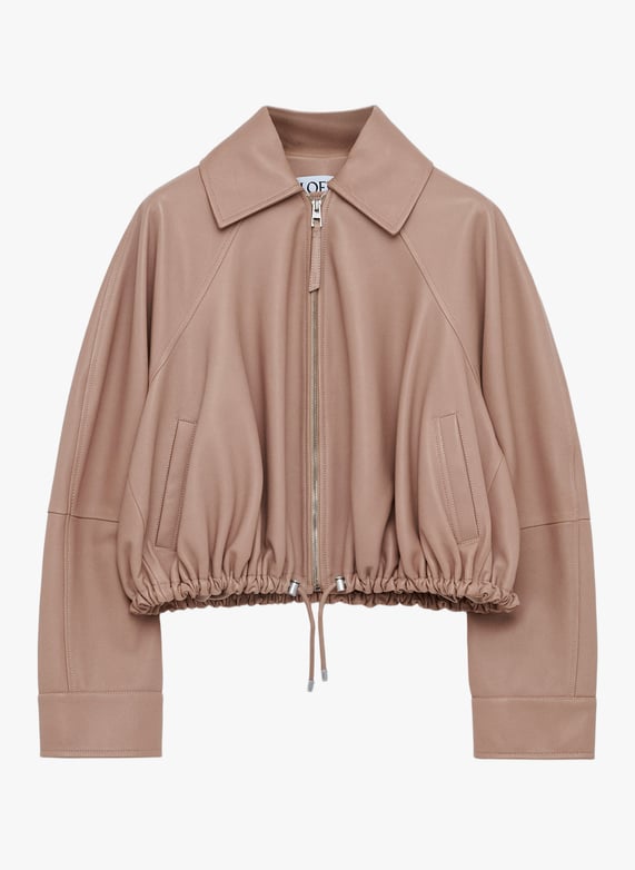 Veste ballon en cuir d'agneau nappa | Beige by LOEWE Veste ballon en cuir d'agneau nappa Beige