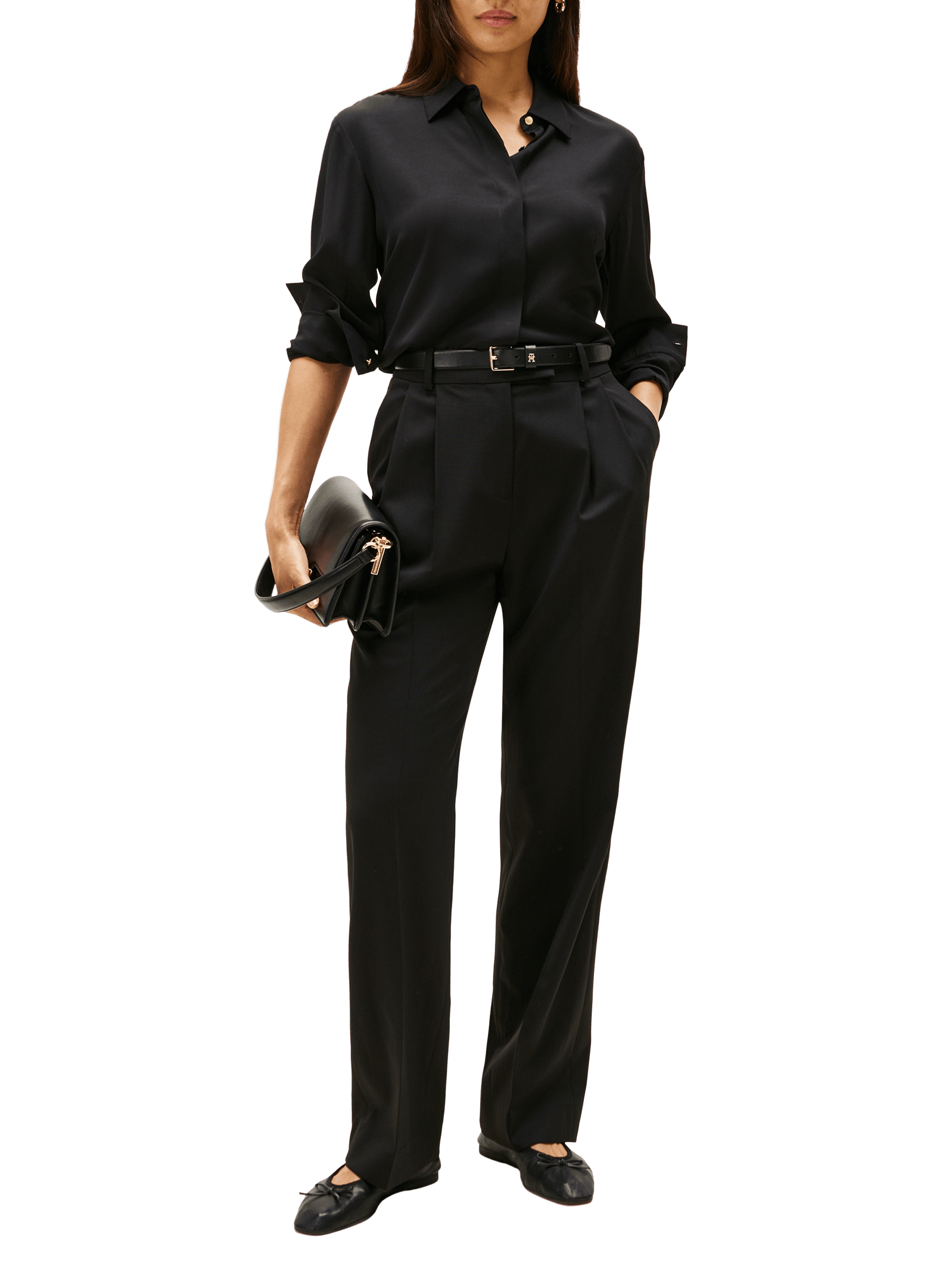 Chemise coupe standard à patte invisible TOMMY HILFIGER Noir