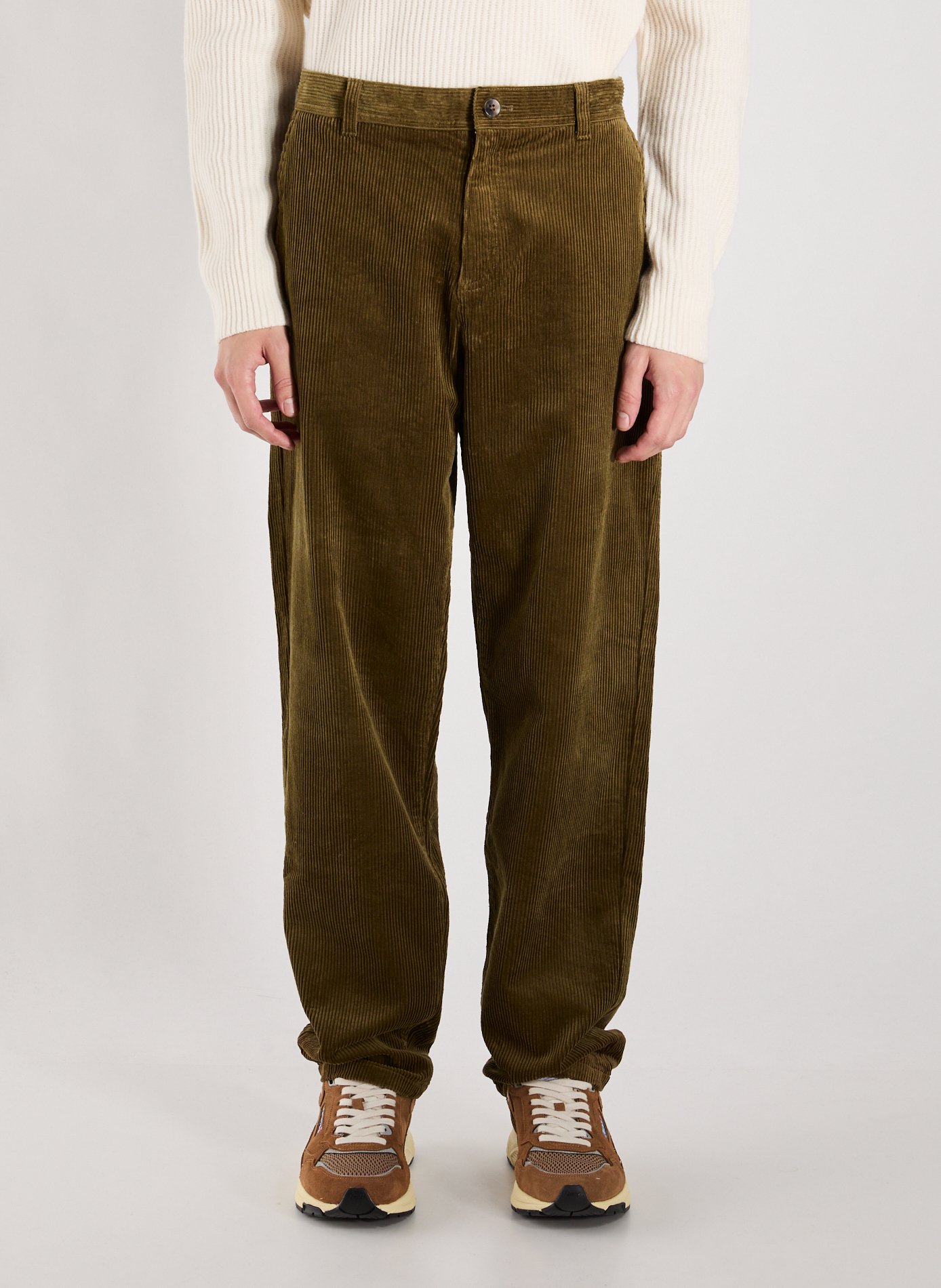 LES DEUX Straight cotton trousers Green