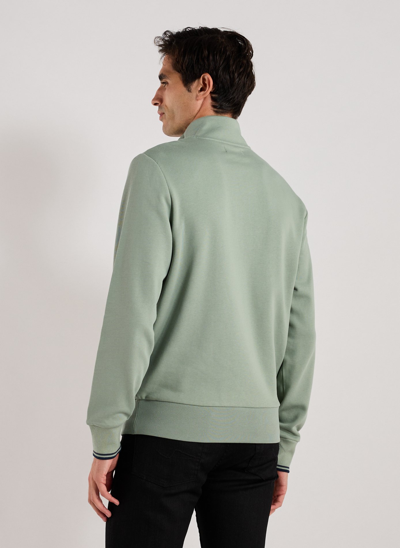 Sweatshirt col montant en coton FRED PERRY Bleu