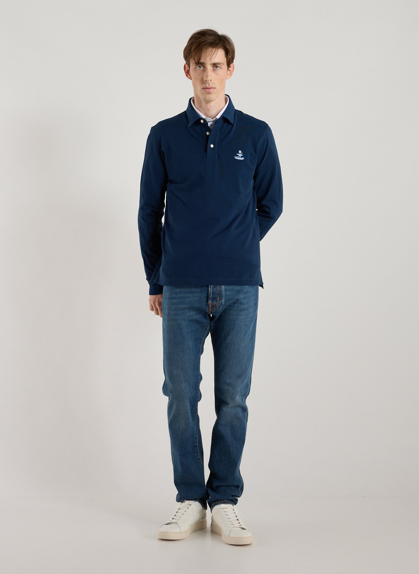 Polo à manches longues en coton FACONNABLE Bleu