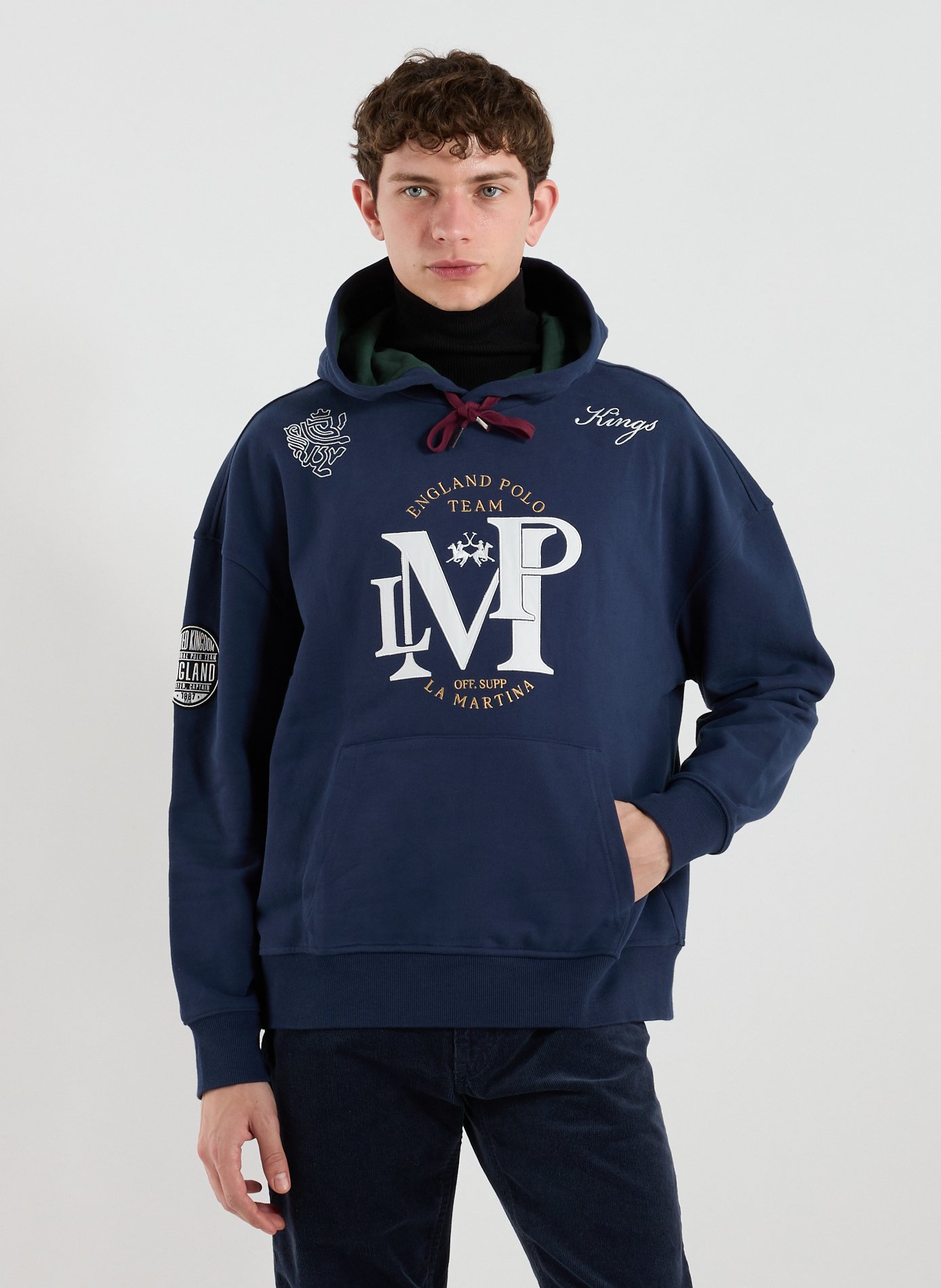 LA MARTINA Cotton Hooded Sweatshirt Blue