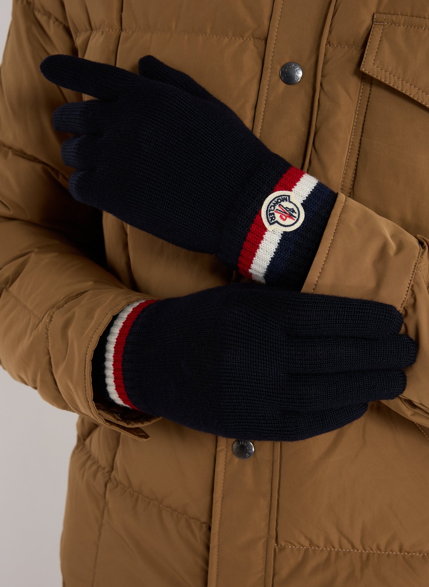 Virgin wool gloves MONCLER Blue