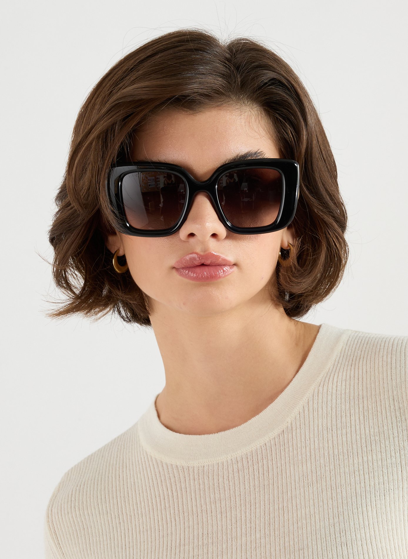 Lunettes de soleil carrées en acétate GUCCI Noir