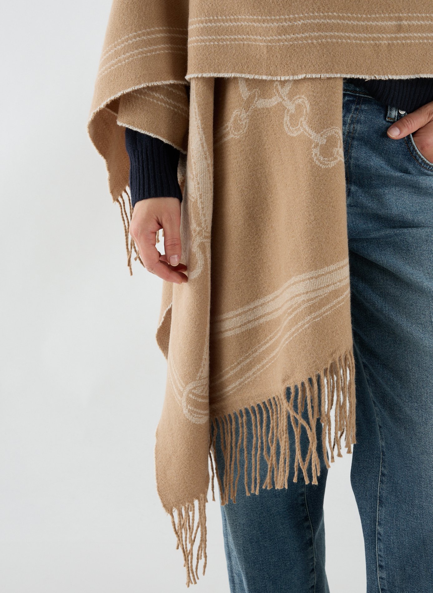 Cape en laine mélangé LAUREN Marron