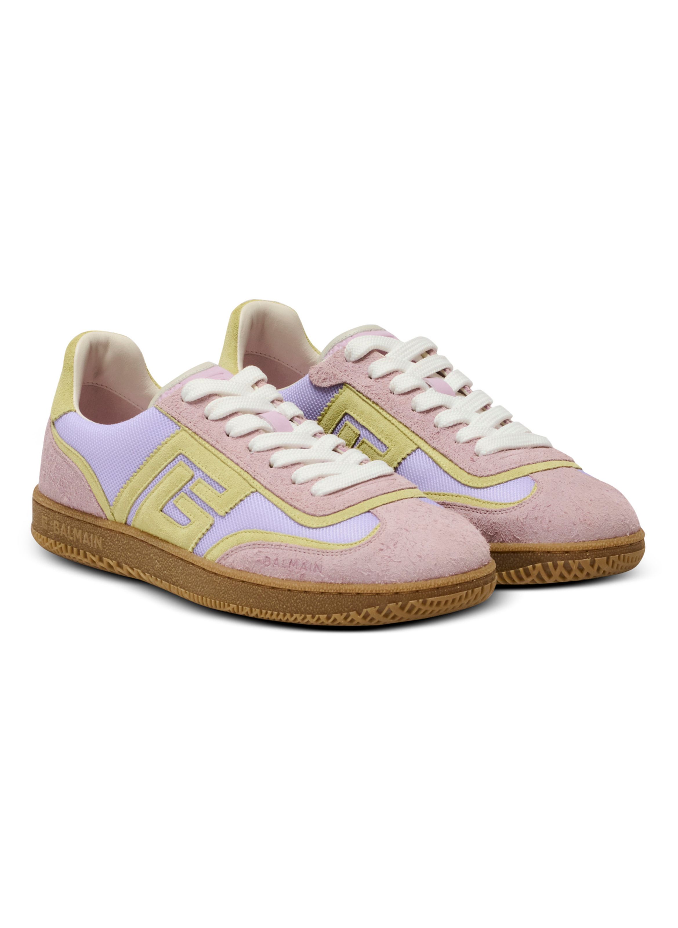 Baskets balmain swan en cuir suédé et mesh BALMAIN Violet