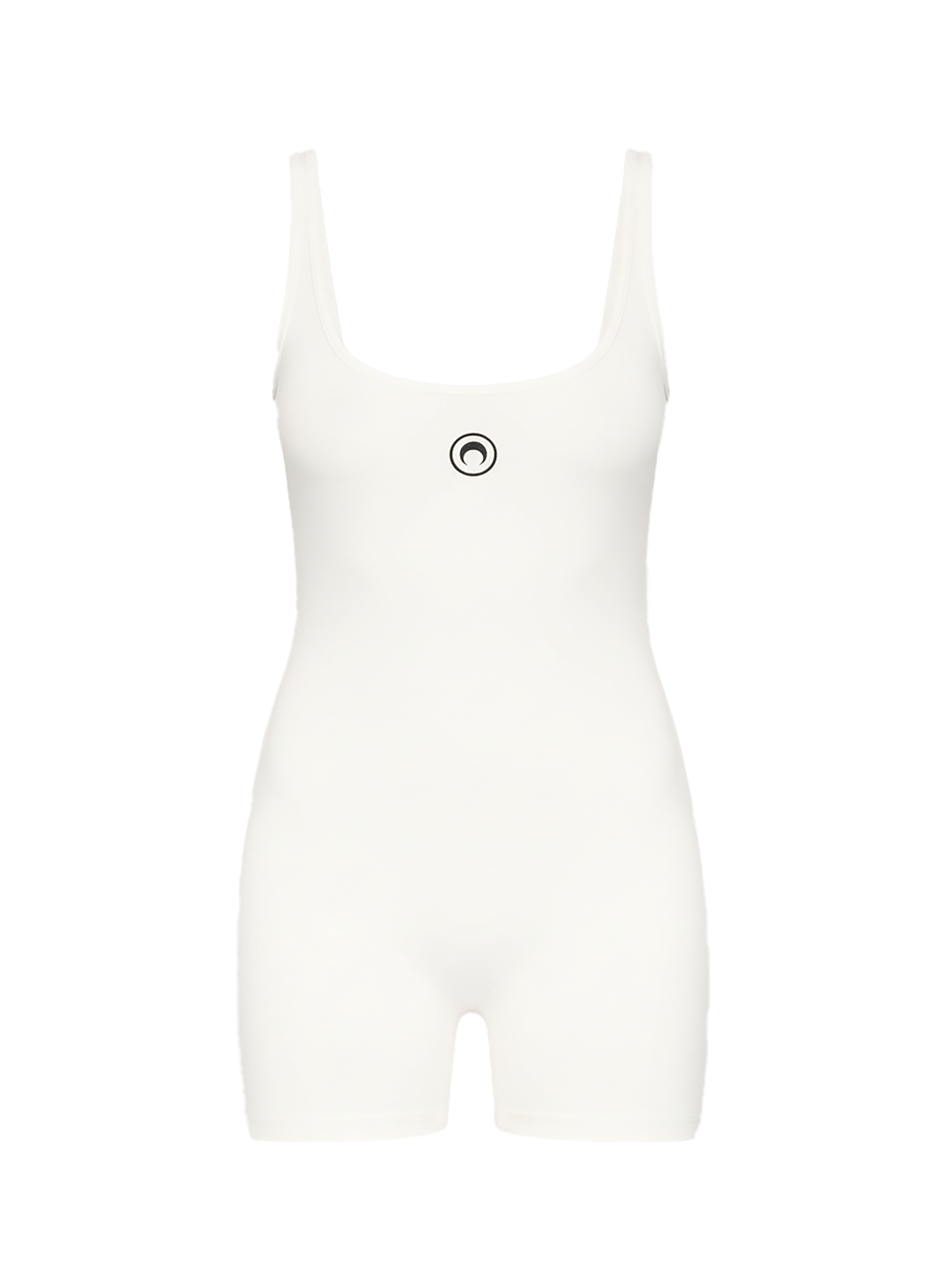 Moon logo ribbed jersey short catsuit organic cotton  Blanc