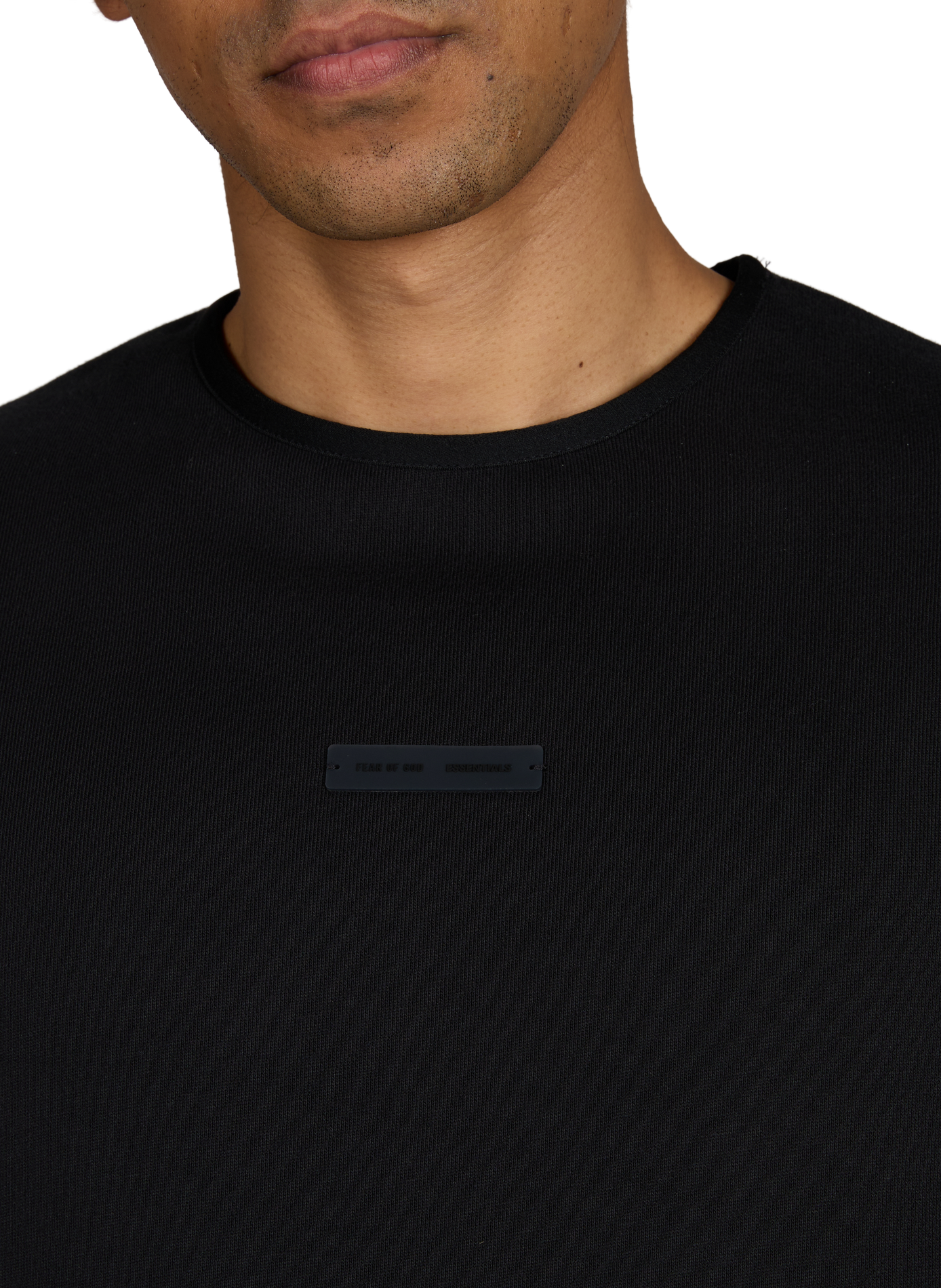 Oversized round neck sweatshirt in blended cotton. FEAR OF GOD ESSENTIALS Black