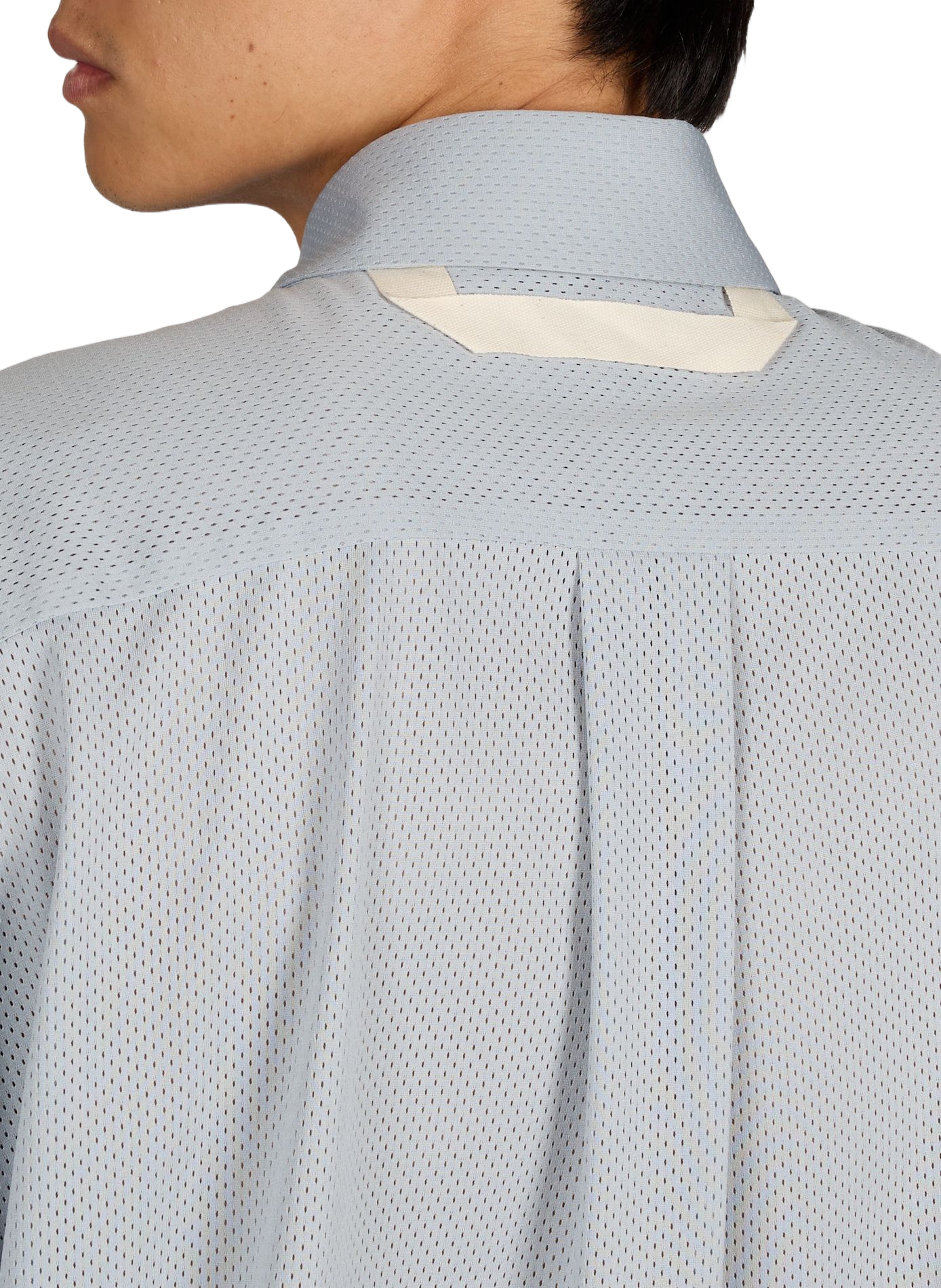 Camisa recta con detalle calado y bolsillo de parche MERELY MADE Azul