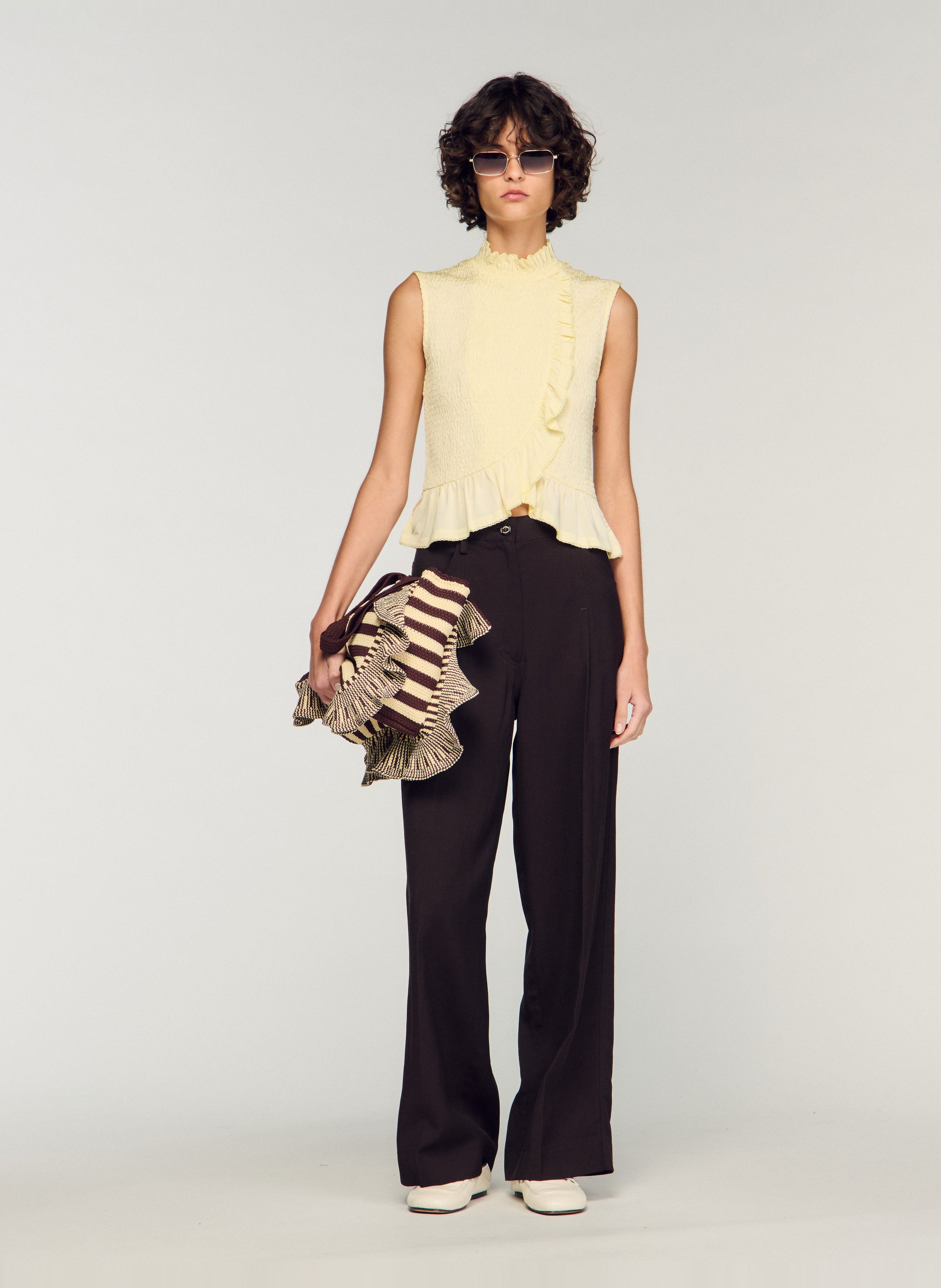 Top ajusté col montant SANDRO Jaune