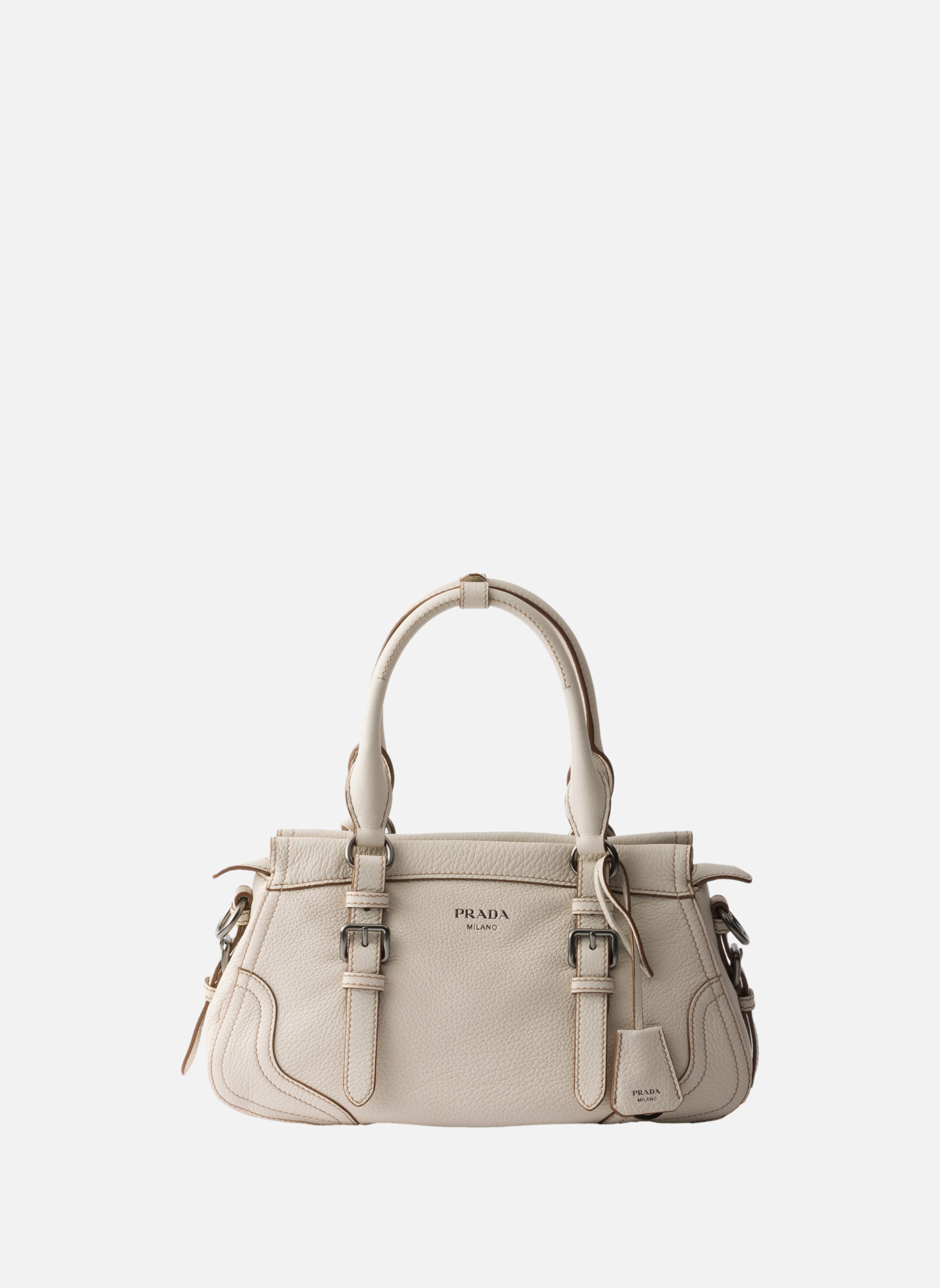 Grand cabas en cuir PRADA Beige