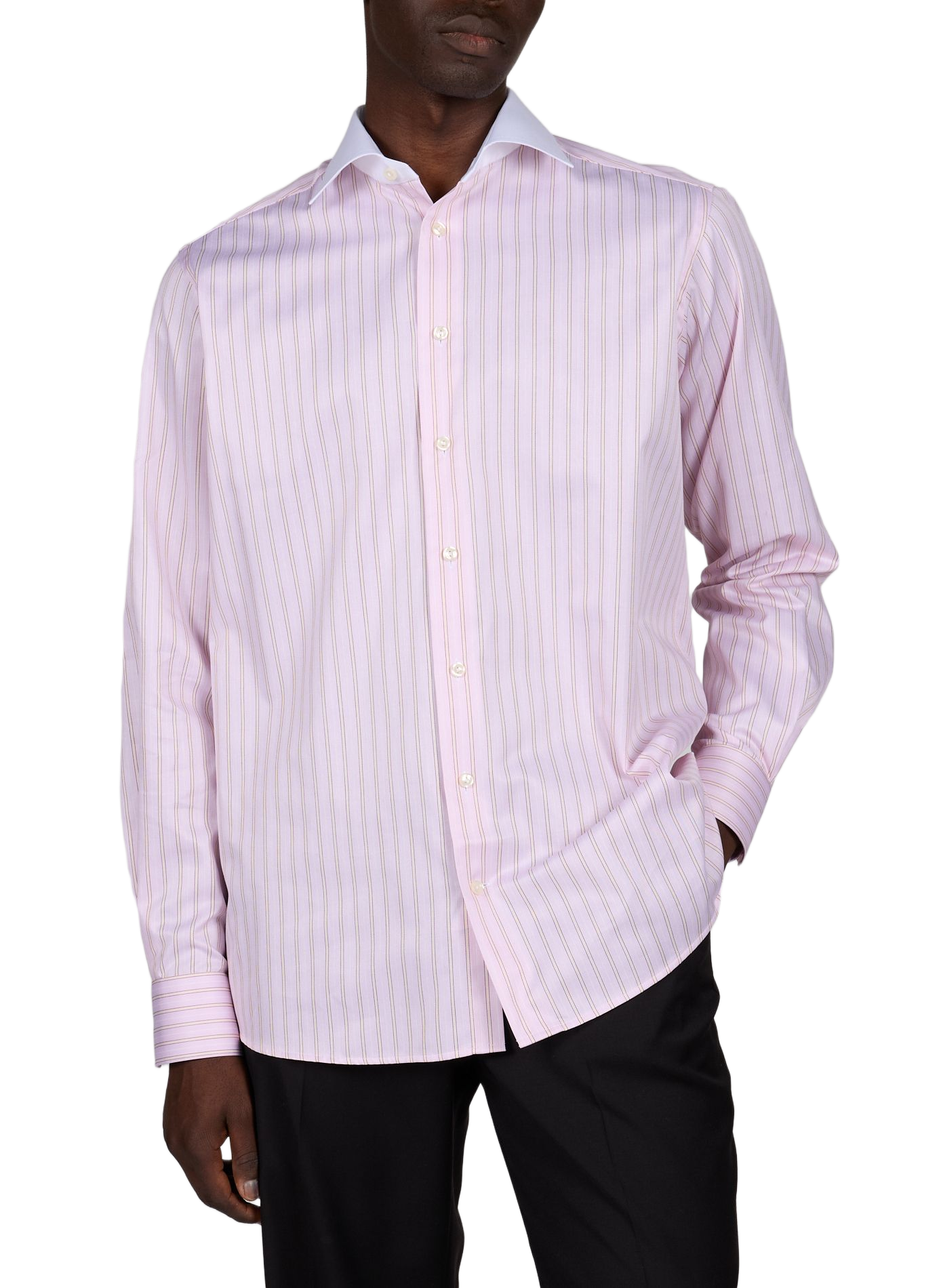 Straight striped shirt with contrasting collar in cotton ETON