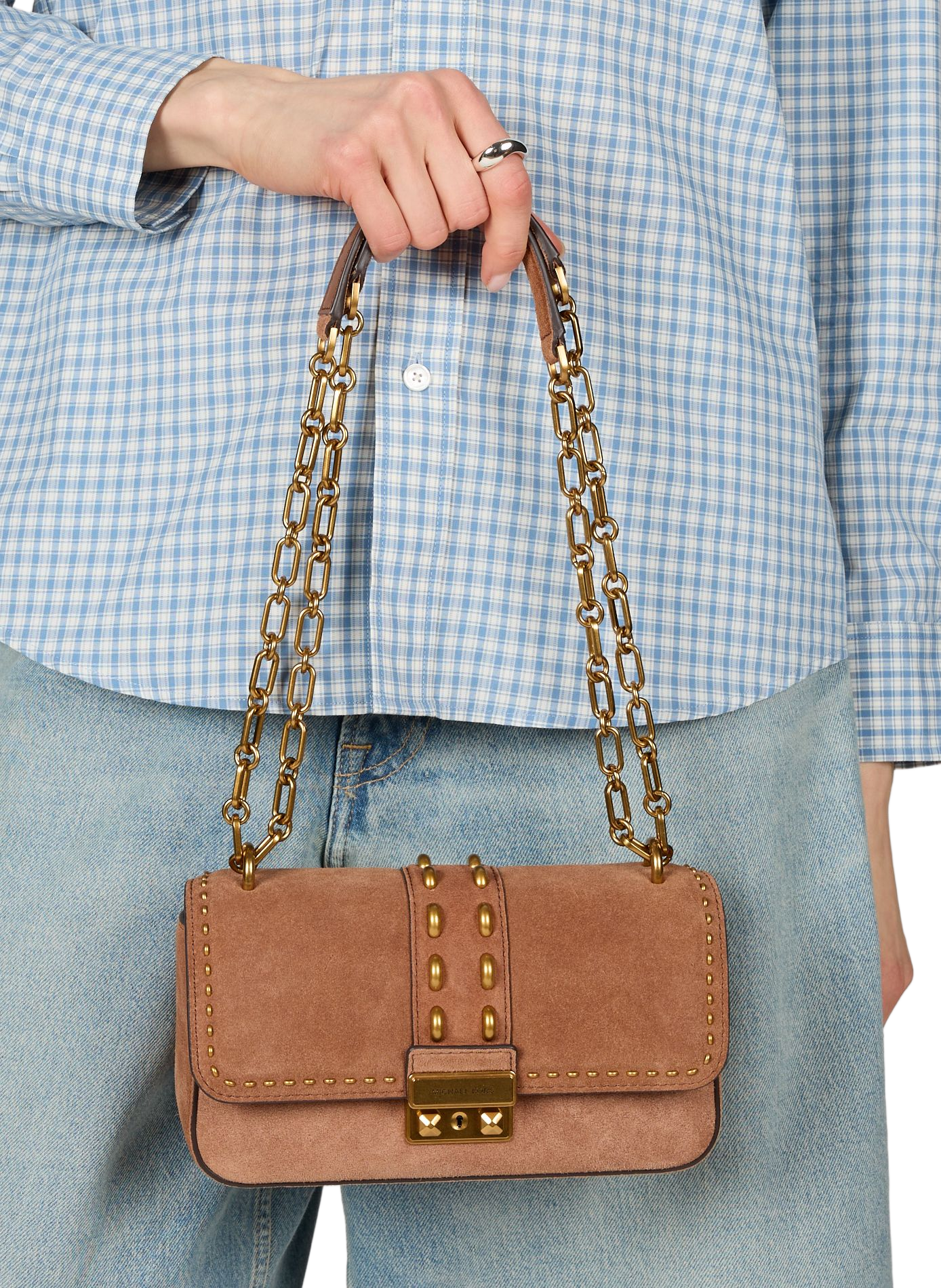 Sac épaule Tribeca en cuir suédé MICHAEL KORS Marron