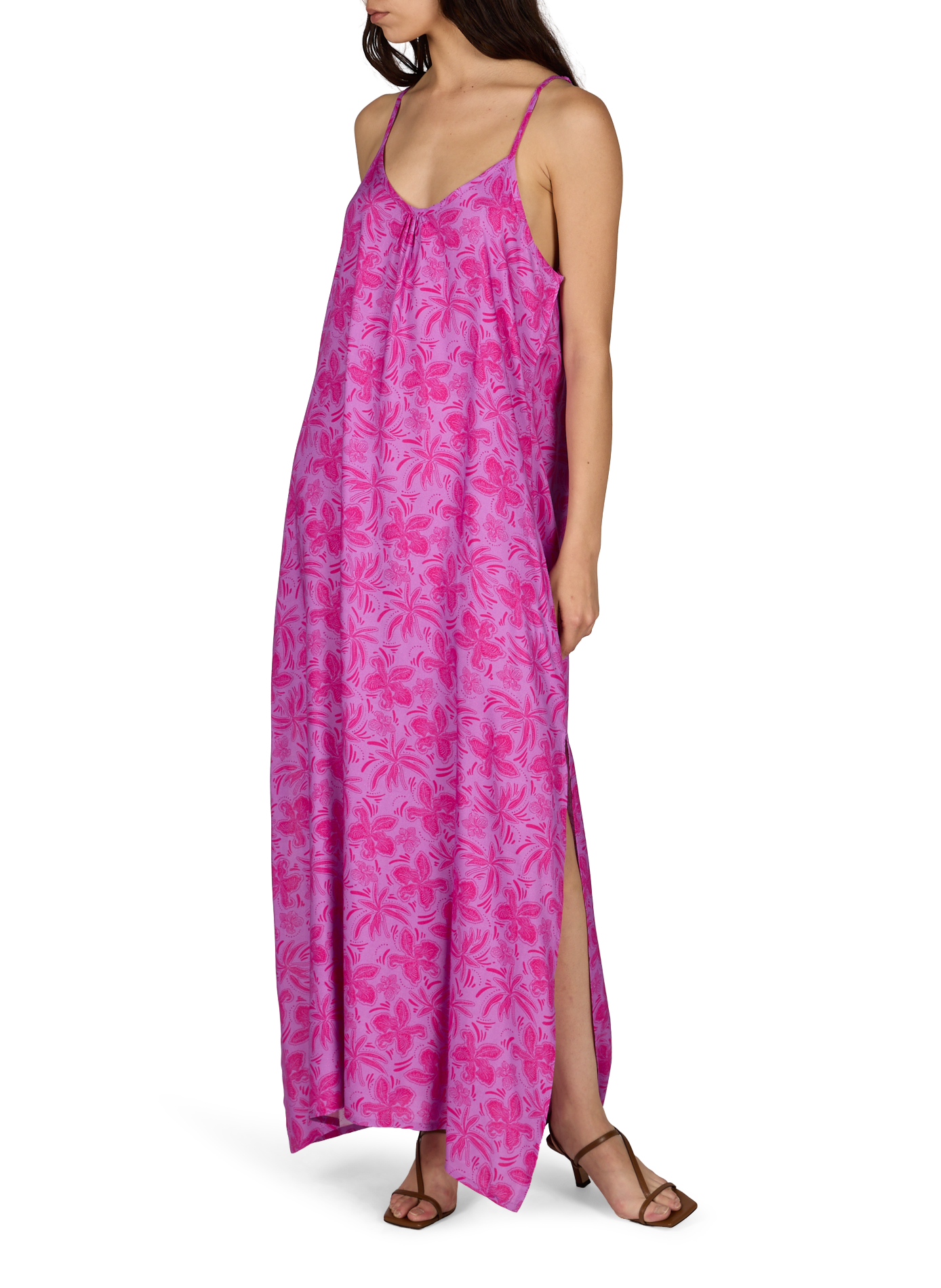 Robe longue à motif fleuri GRAIN DE SABLE Rose