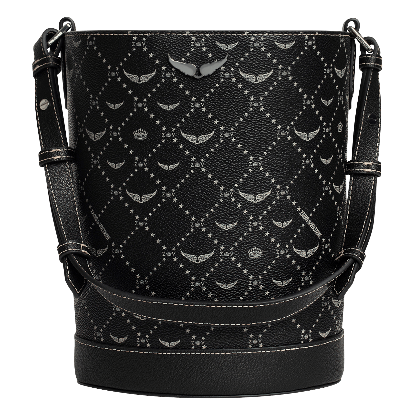 Sac seau en toile monogramme z bucket ZADIG&VOLTAIRE Noir