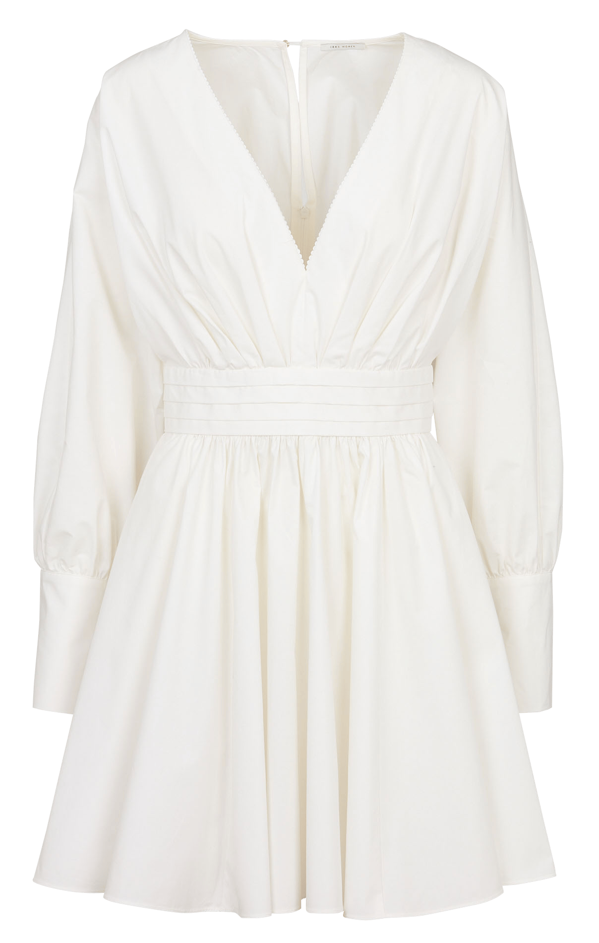 Robe courte col v plis plats en coton IKKS Blanc