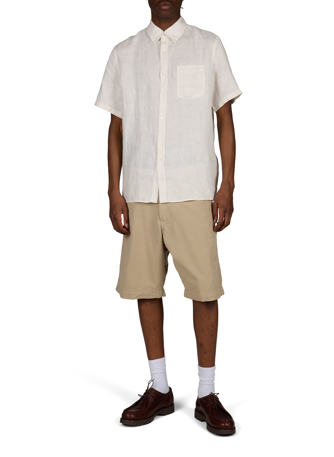 Chemise droite manches courtes en lin AIGLE Blanc