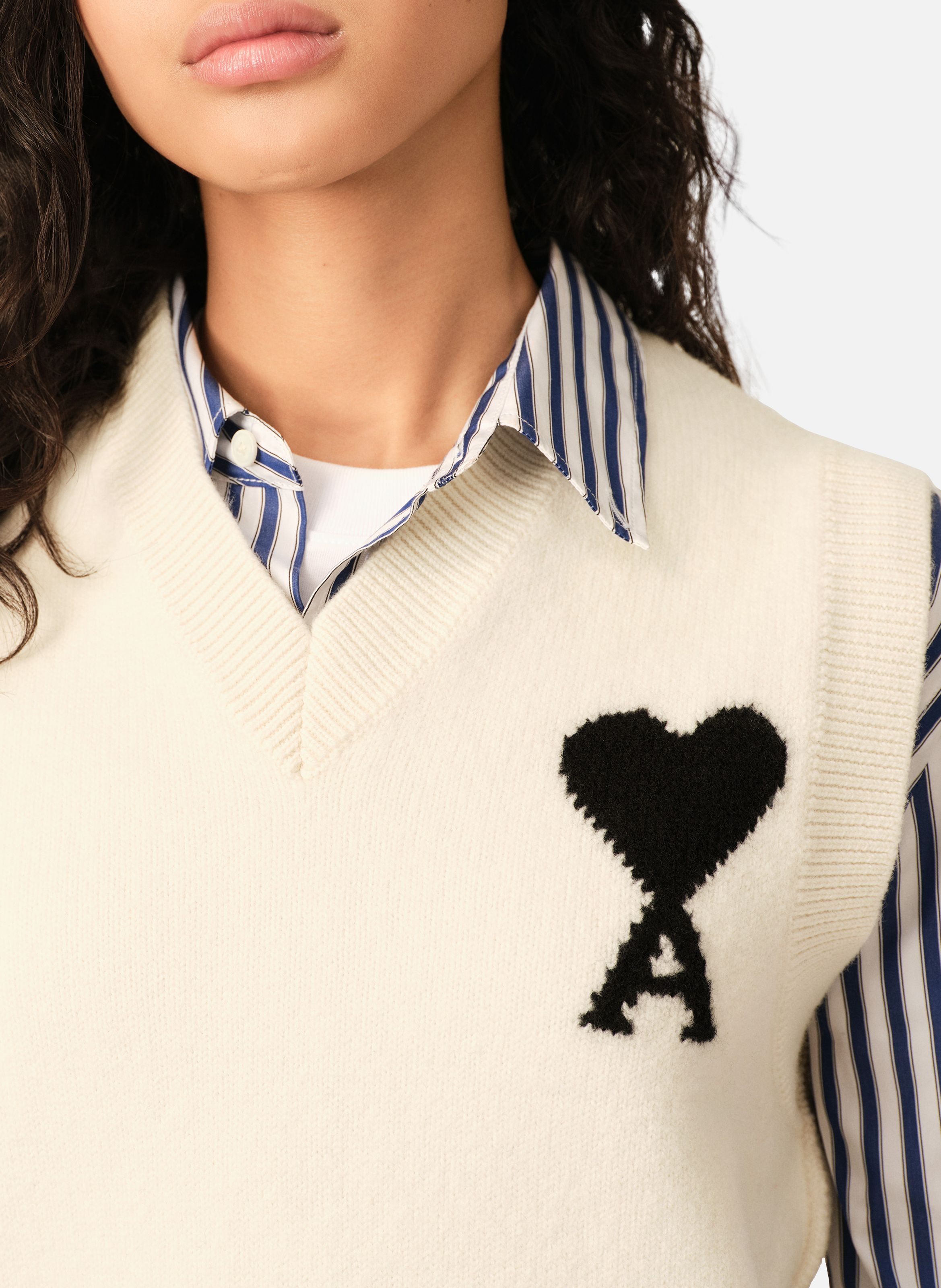 Pull unisexe en laine sans manches ami de coeur AMI PARIS Blanc