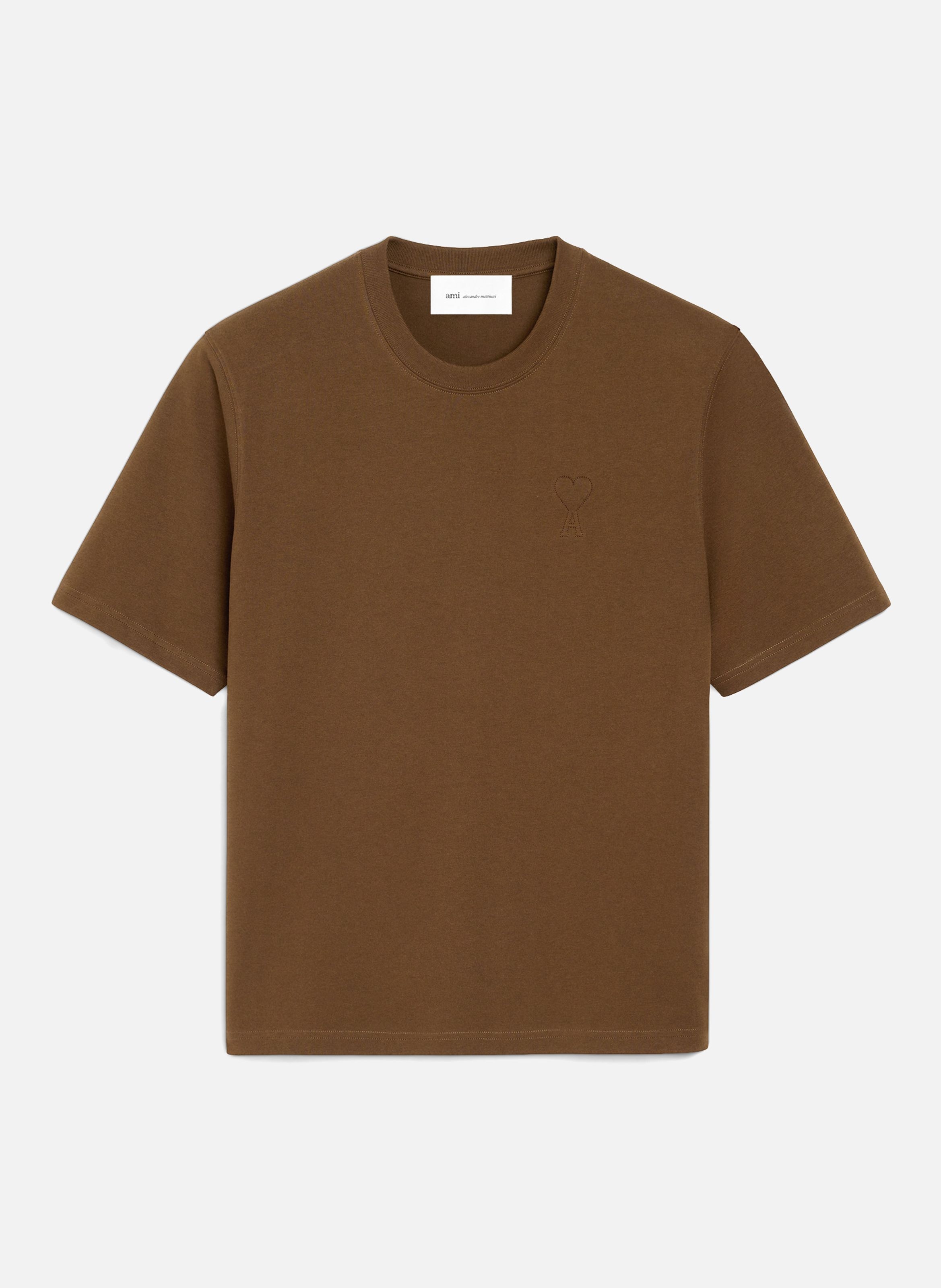 T-shirt unisexe en coton ami de coeur embossé AMI PARIS Marron