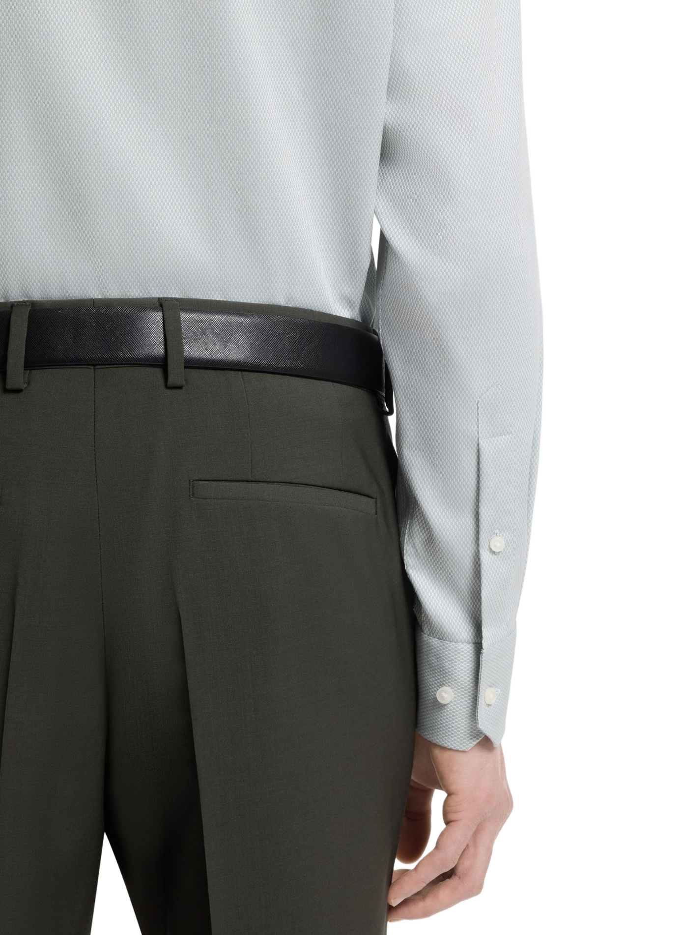 Camisa de manga larga de ratier de algodón BOSS Verde