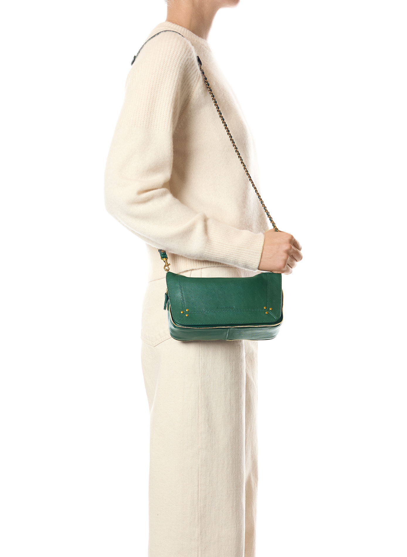 Sac épaule en cuir grainé JÉRÔME DREYFUSS Vert