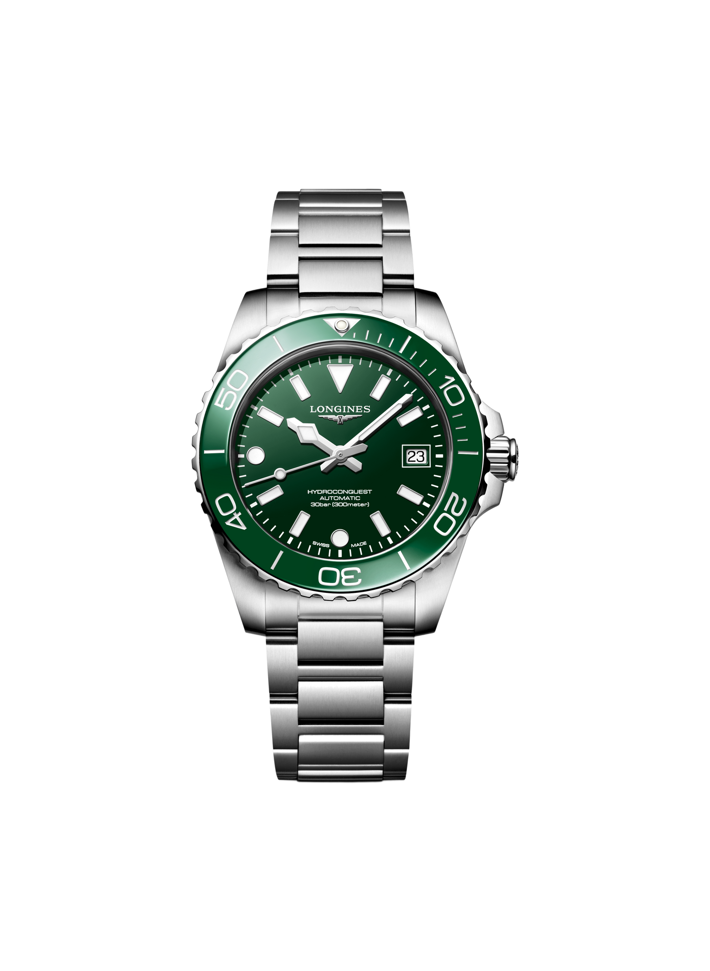 Montre automatique HydroConquest en acier inoxydable LONGINES Vert