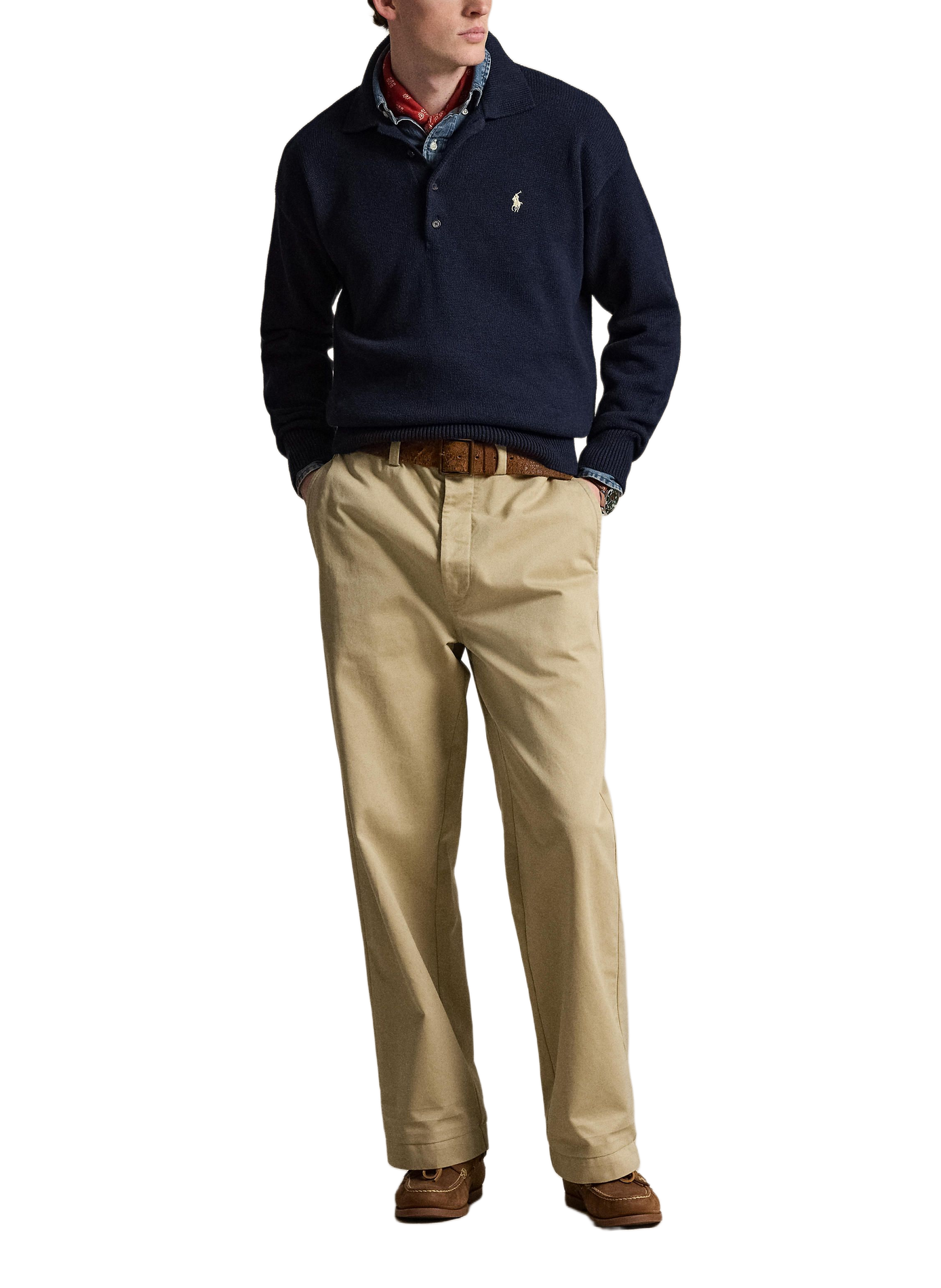 Straight fit polo-neck sweater with American flag in cotton POLO RALPH LAUREN Blue