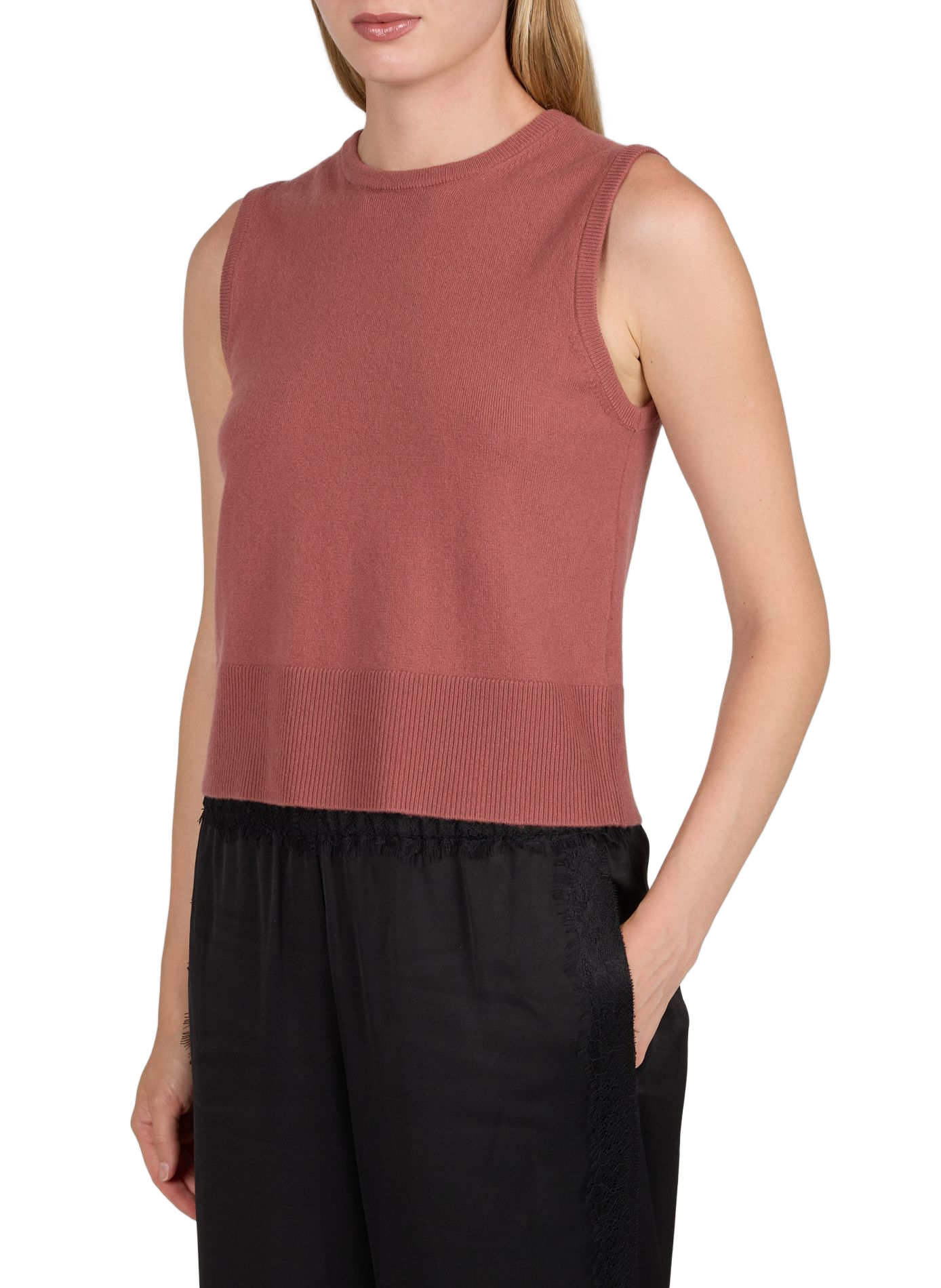 Pull col rond en laine mélangée VINCE Rose
