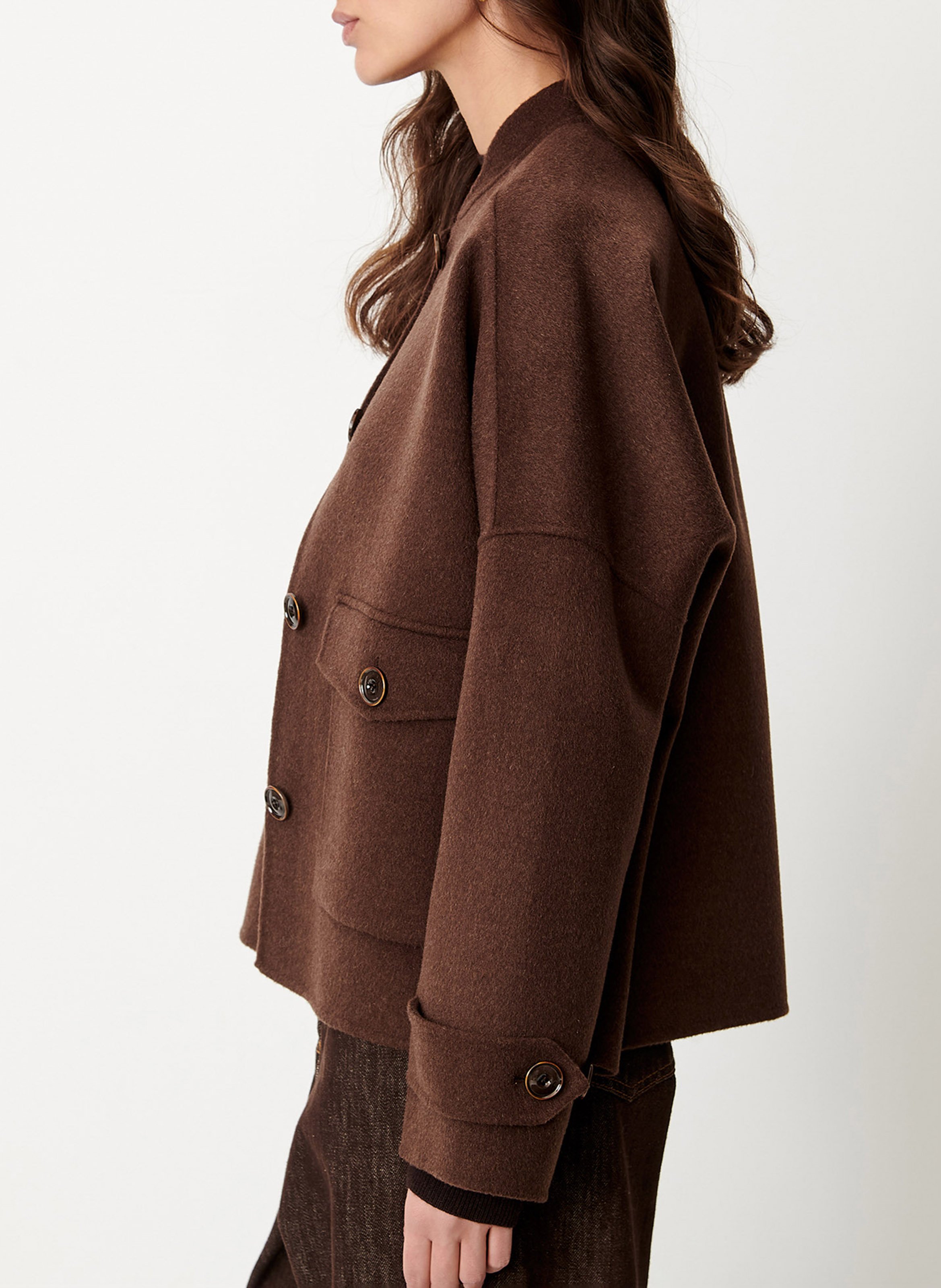 Veste droite en laine mélangée yalespring SESSUN Marron