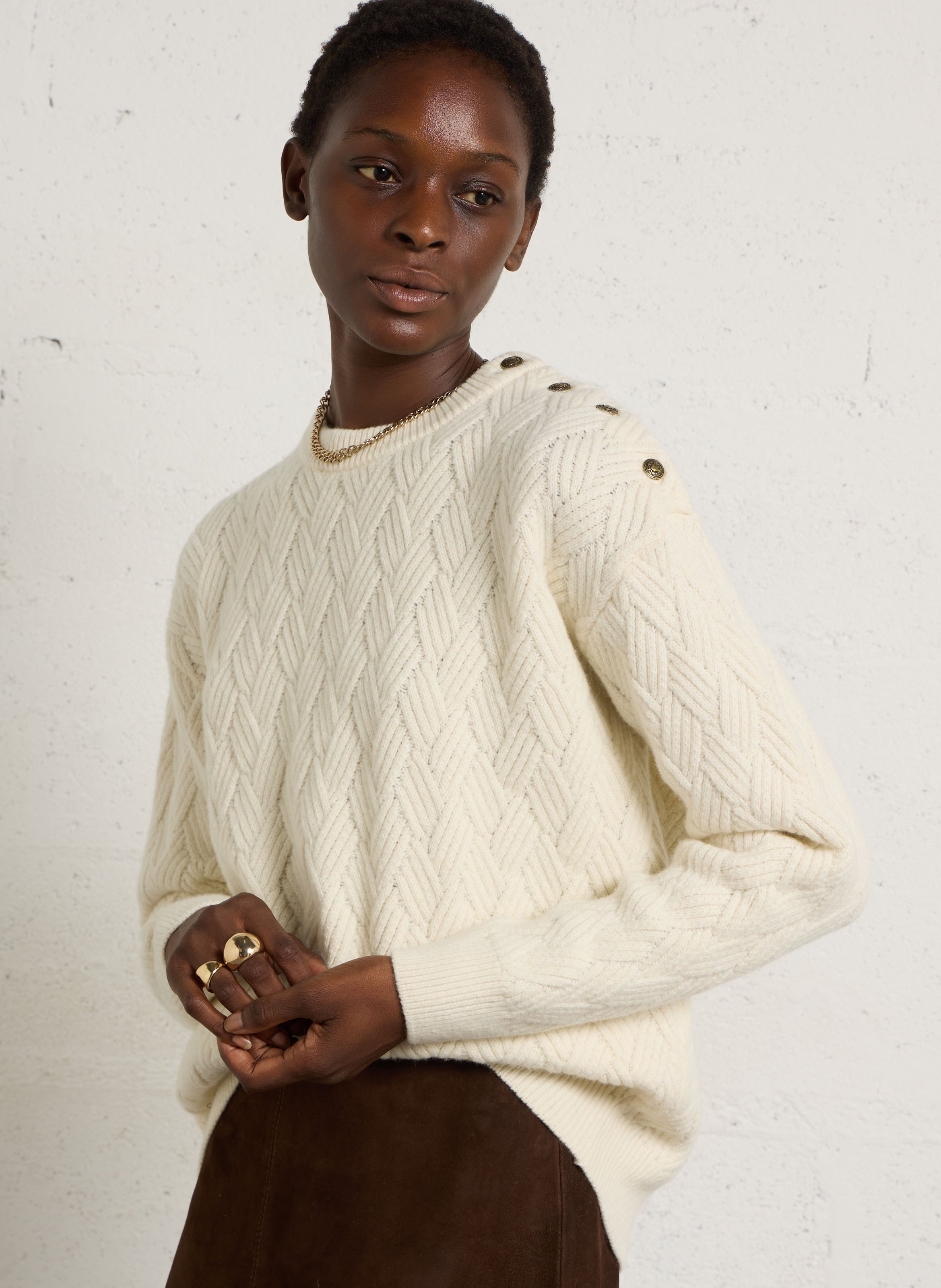 Pull oversize col rond en laine mélangée deauville ARMOR-LUX Beige