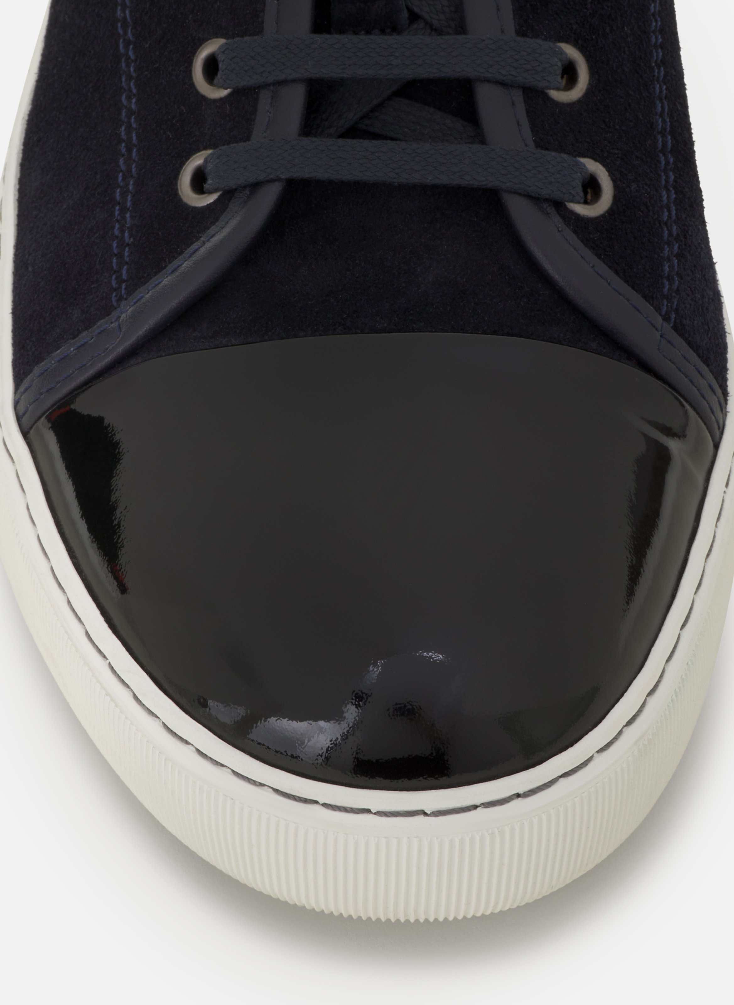 Sneakers dbb1 en suede et cuir vernis LANVIN Bleu