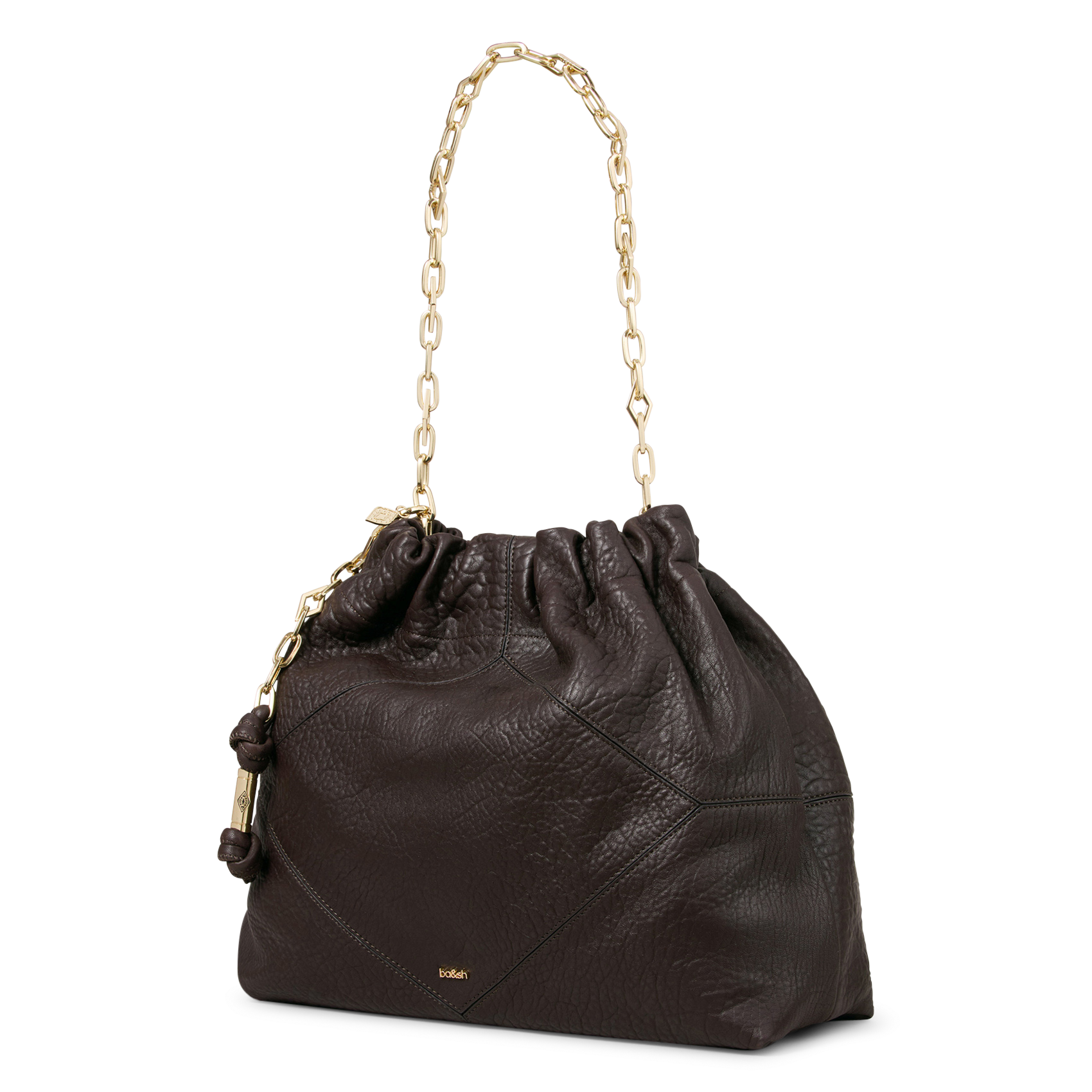 Schoudertas met ketting van leer, June Tote. BA&SH Bruin