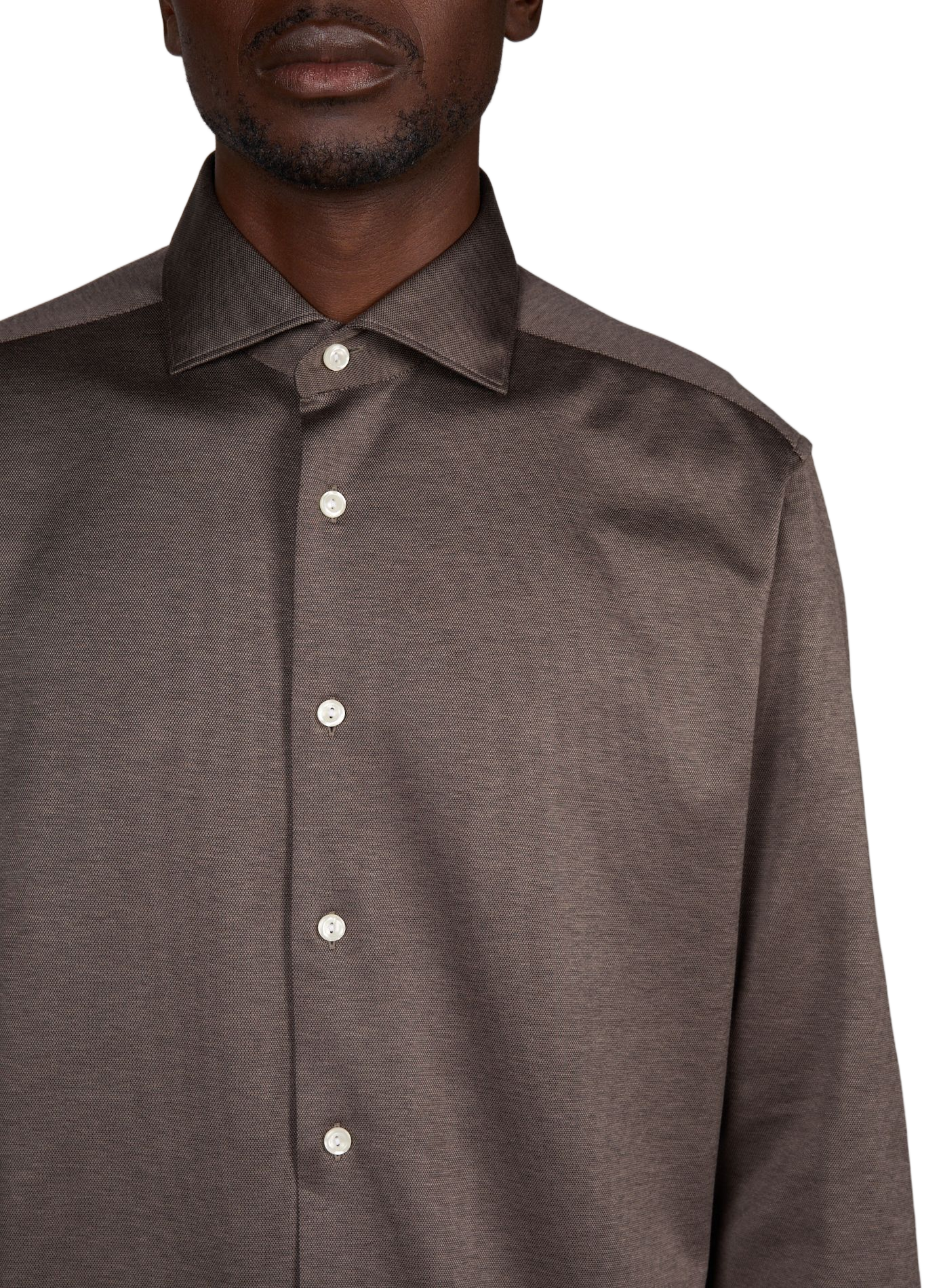Straight jacquard cotton shirt ETON Brown