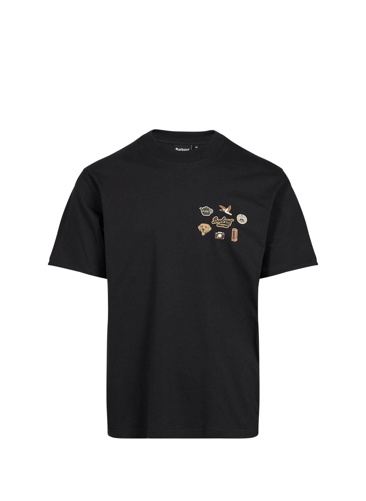 Straight cotton T-shirt with patch BARBOUR Black