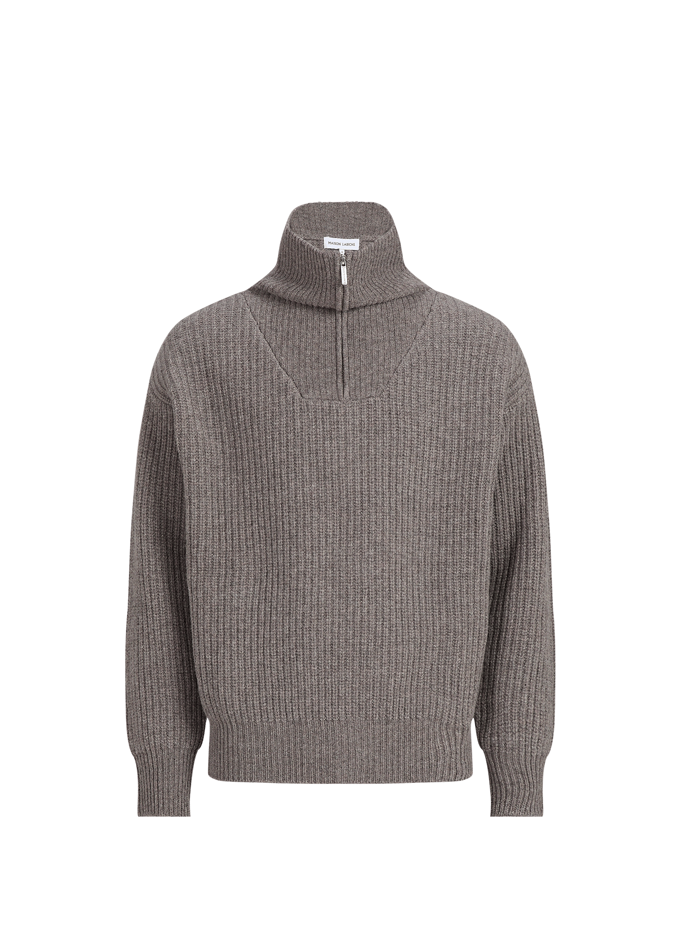 Loose-fitting zip-neck wool jumper MAISON LABICHE Grey