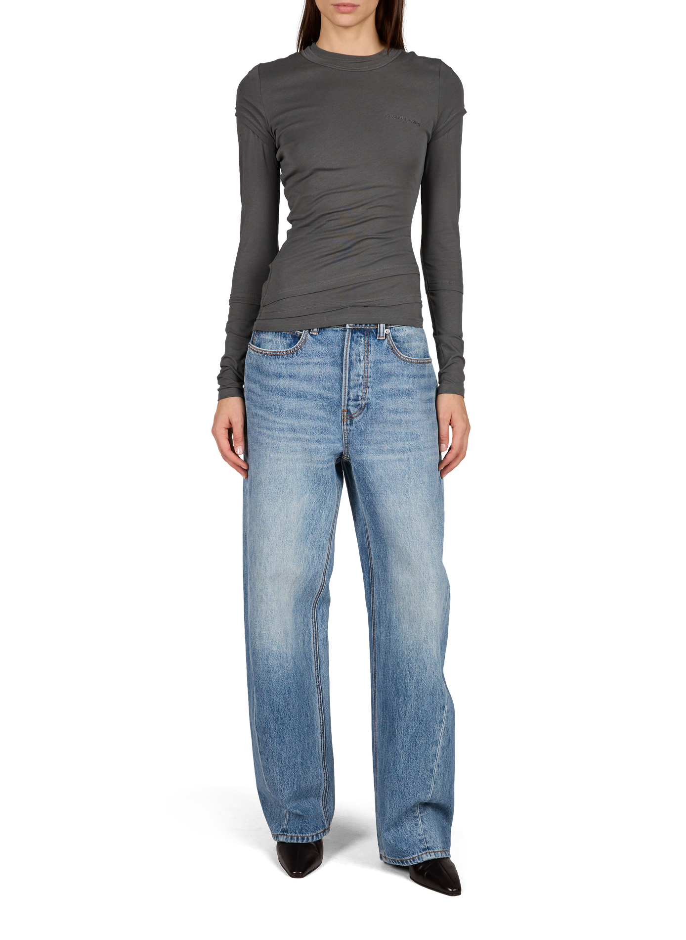 Recht T-shirt met gelaagd effect ALEXANDER WANG Grijs