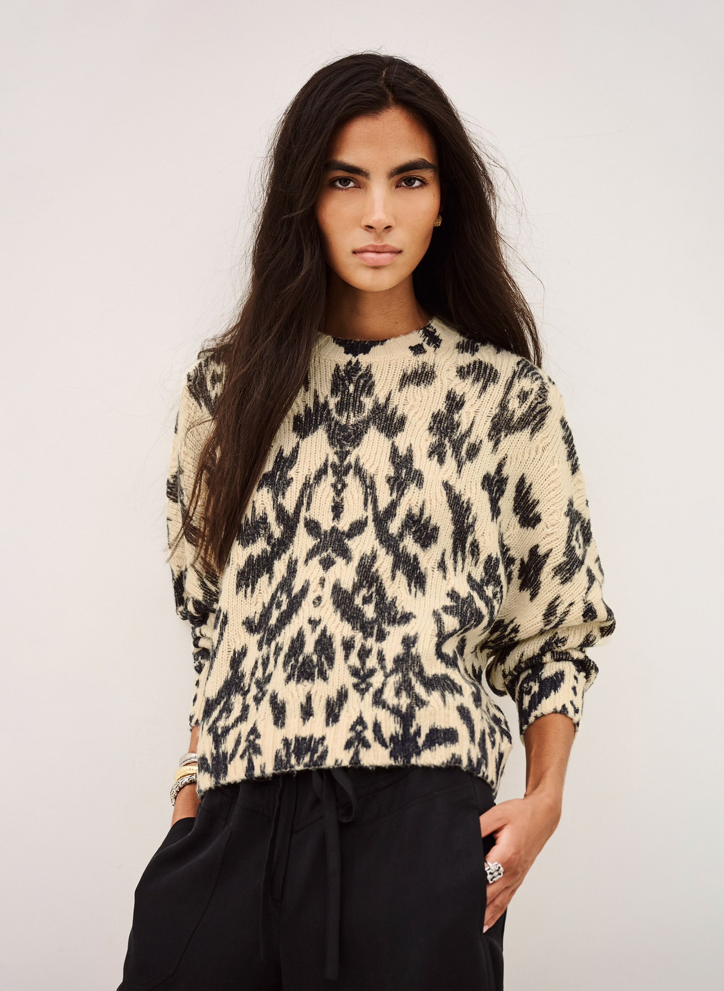 Pull ample en maille de coton mélangé pauze BA&SH Beige