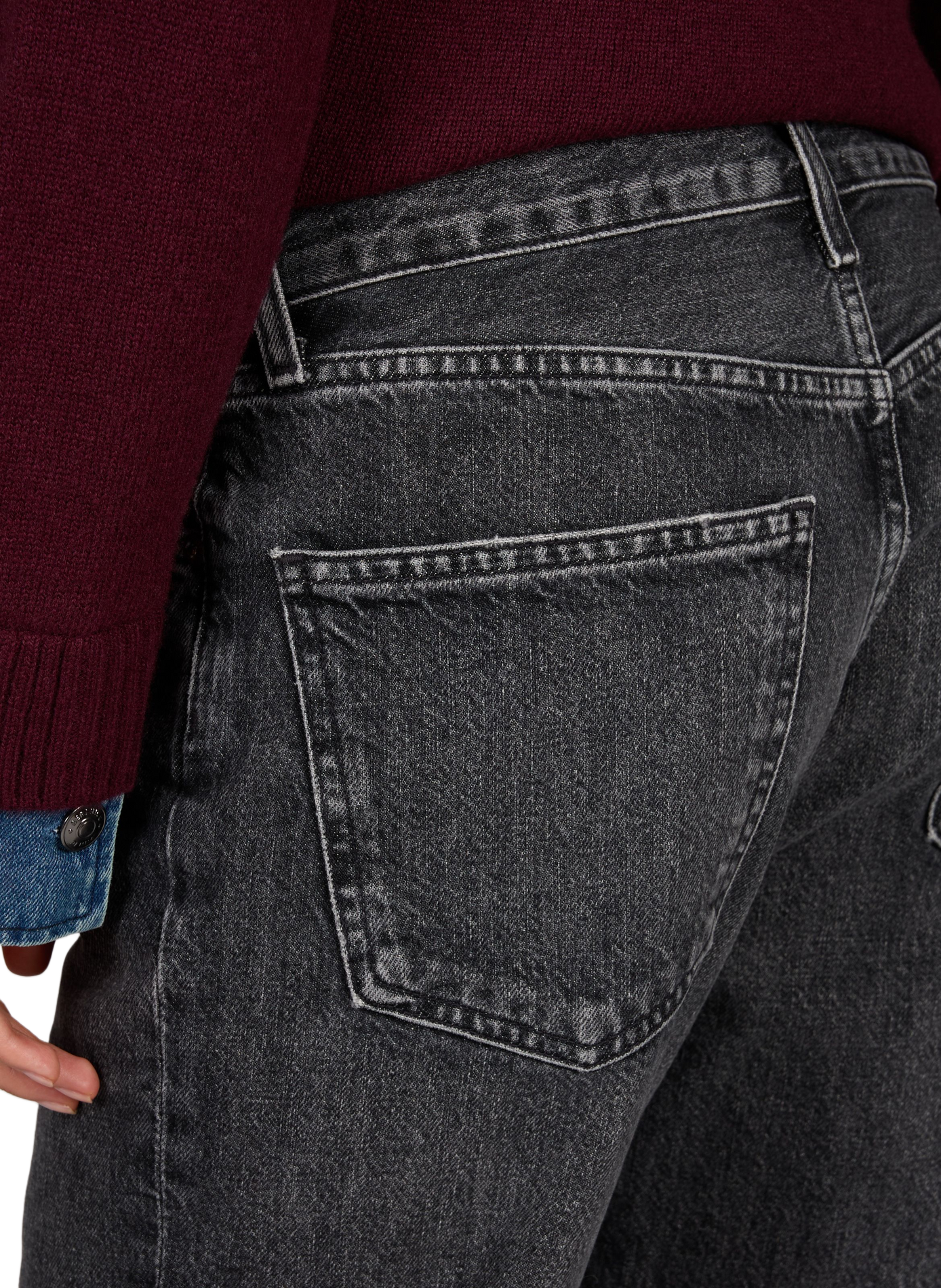 Jean droit Lana taille haute en denim de coton | Gris AGOLDE Femme