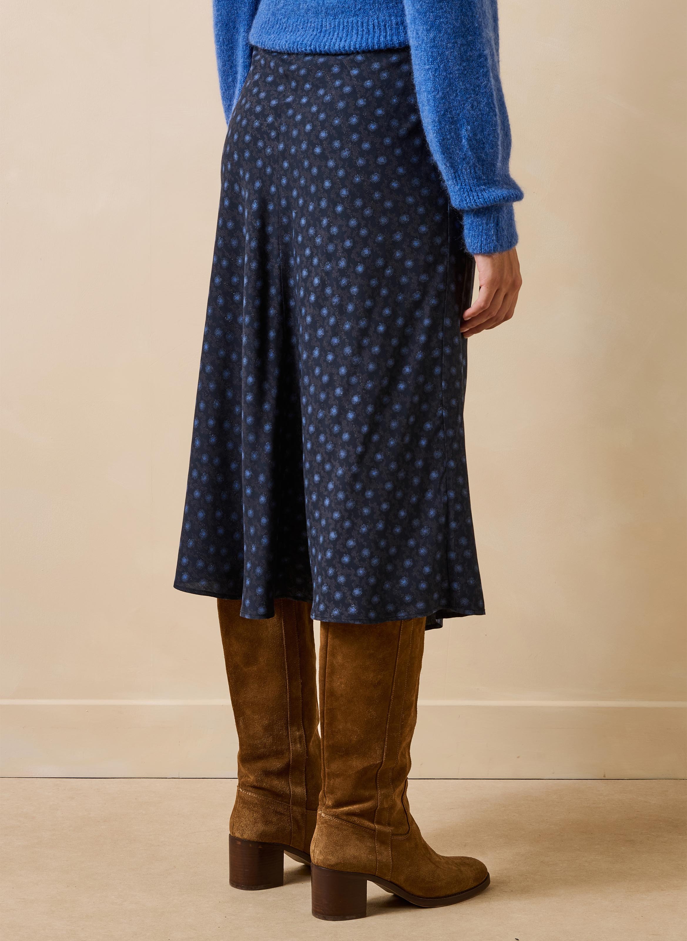 A-lijn midi-rok met grafische print LA FEE MARABOUTEE Blauw