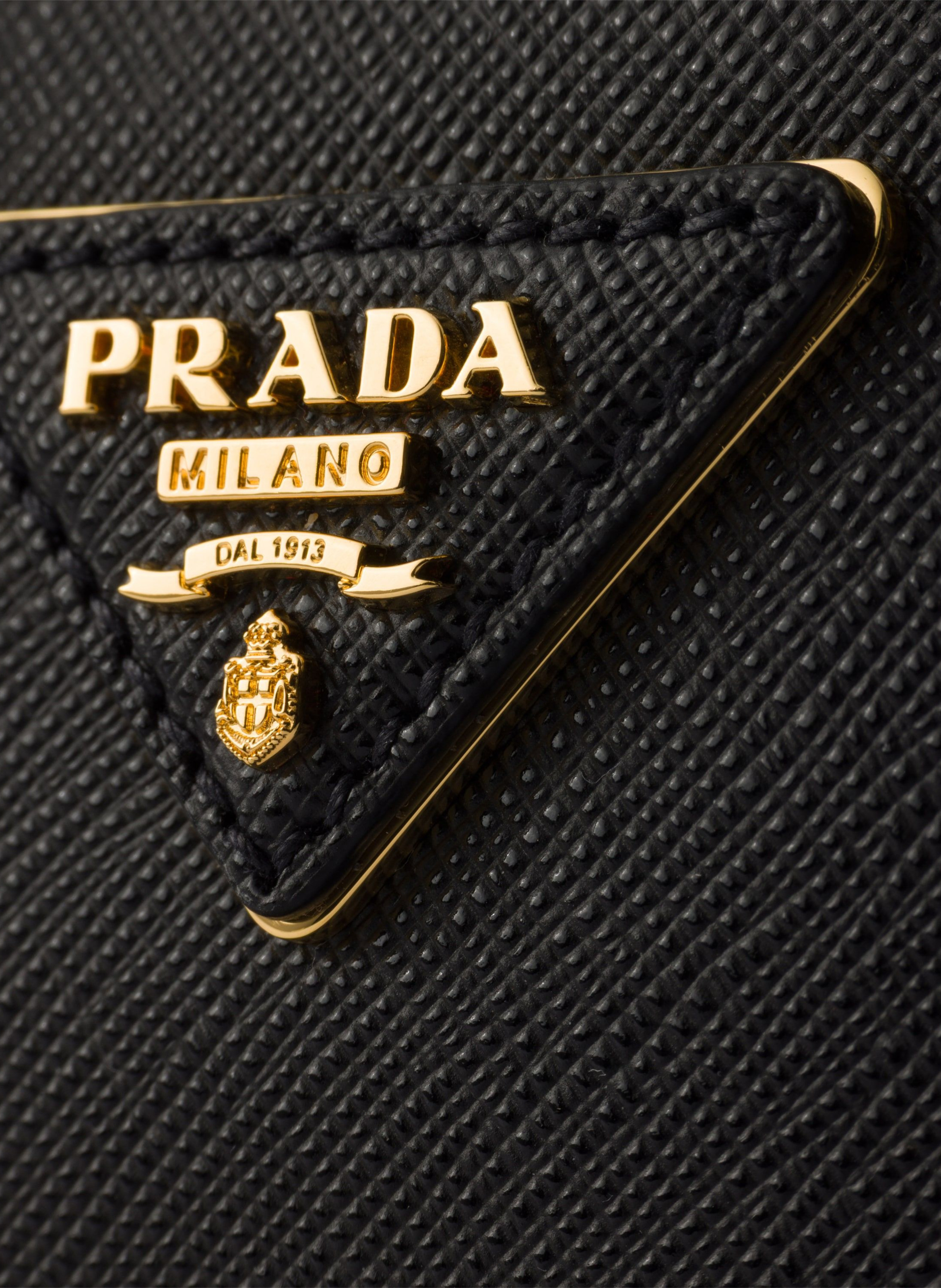 Mini sac à poignée supérieure en cuir saffiano PRADA Noir