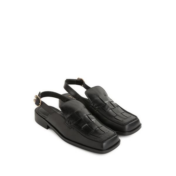 Alohas Abe Braided Leather Loafers In Black
