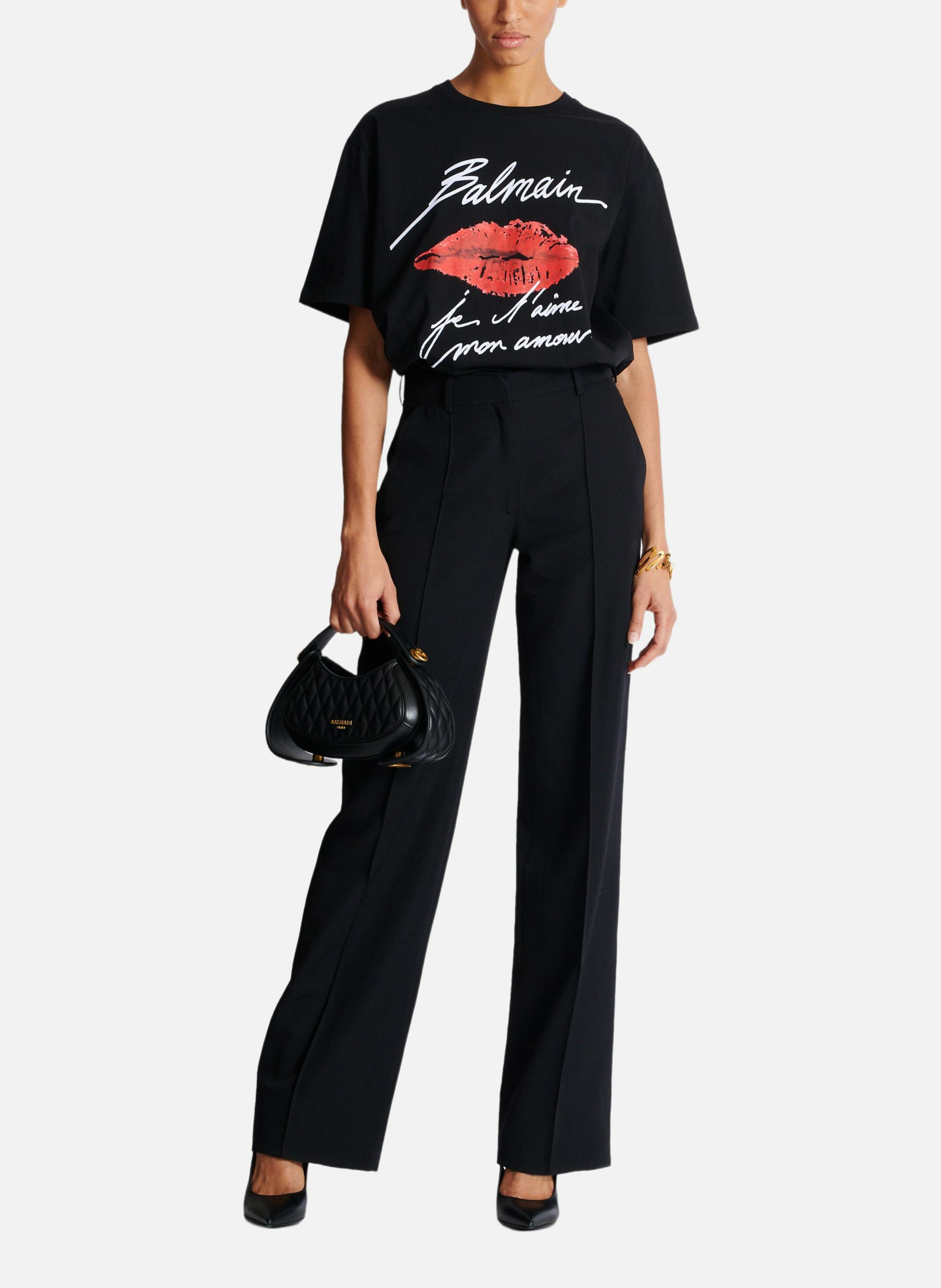 T-shirt à manches courtes imprimé kiss Noir