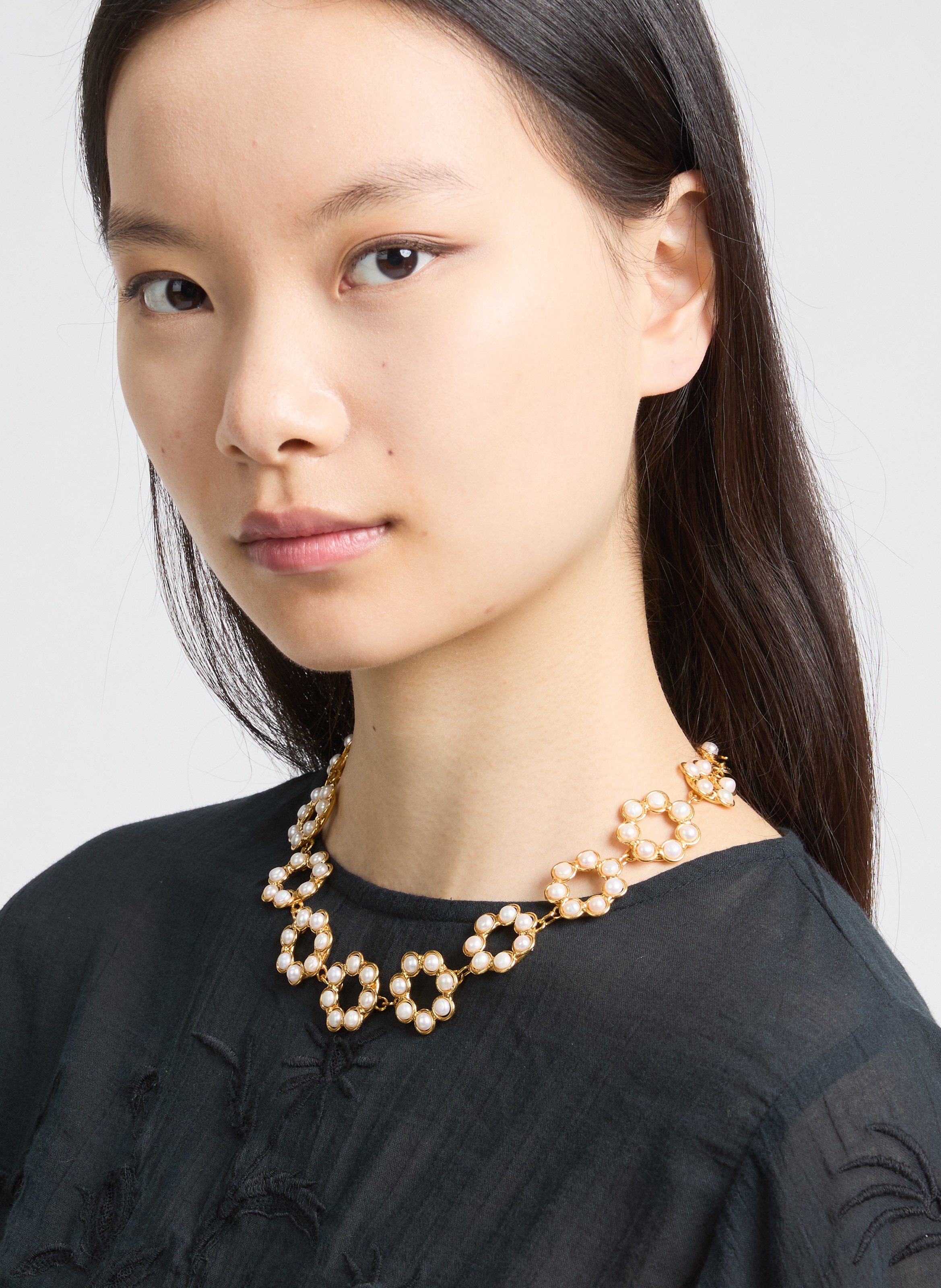 Collier Marguerite SYLVIA TOLEDANO Blanc