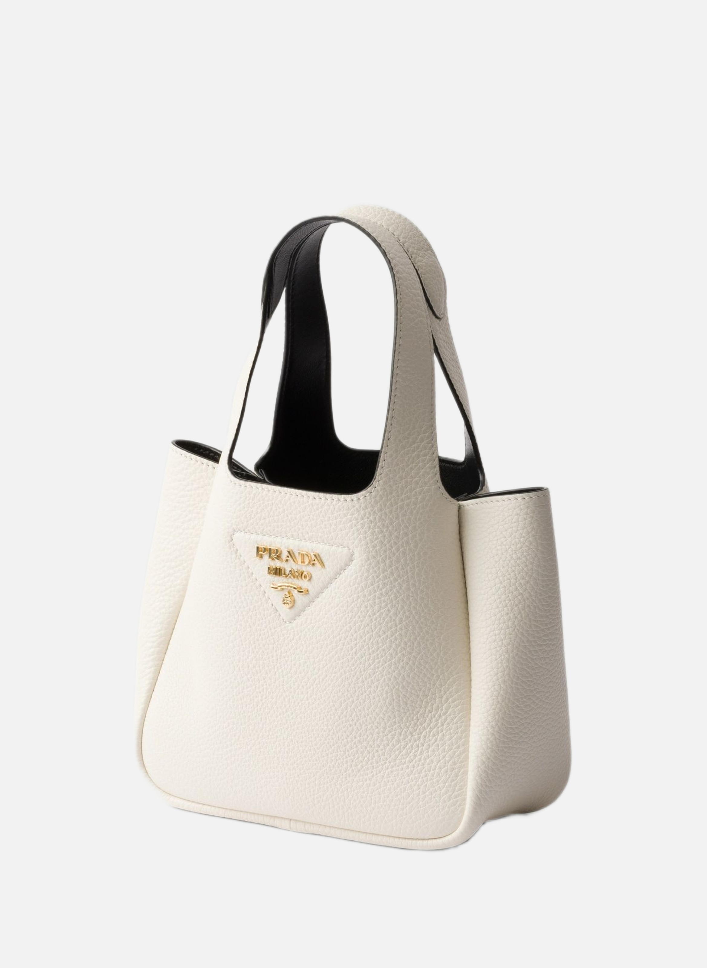 Mini sac à main en cuir PRADA Blanc